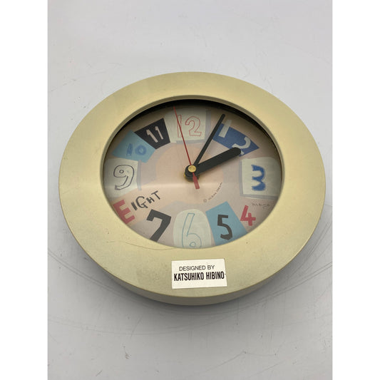 Vintage late 90's Katsuhiko Hibino Designed Wall Clock With Colorful Numbers & Quartz Movement