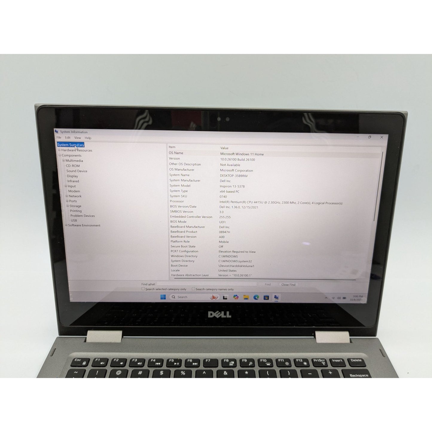 Dell Inspiron 13 5378 13.3" Intel Pentium 4415U 8GB RAM 100GB SSD Win 11 Activated