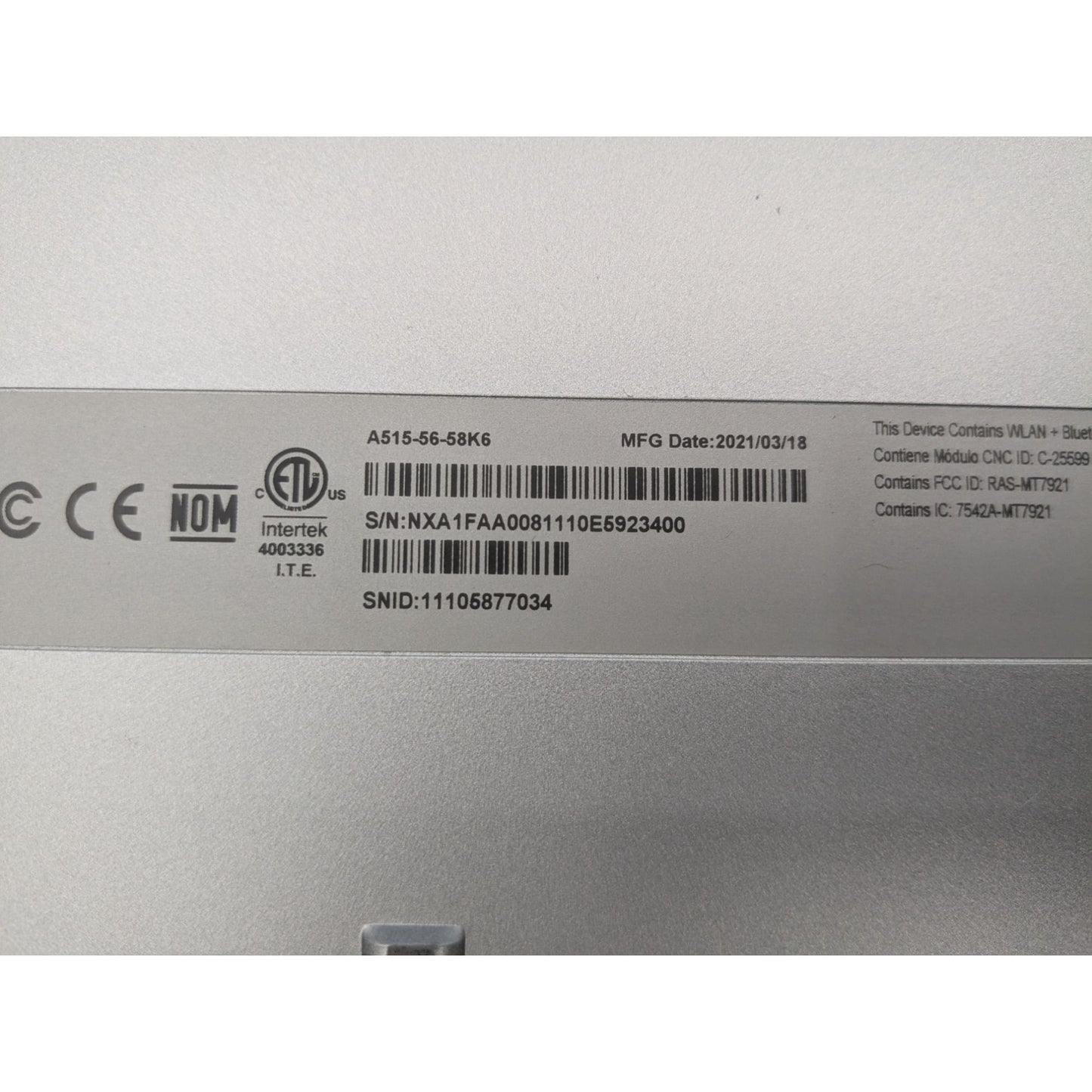 Acer Aspire A515-56-58K6 15.6" Intel Core i5-1135G7 20GB RAM 256GB SSD 1TB HDD