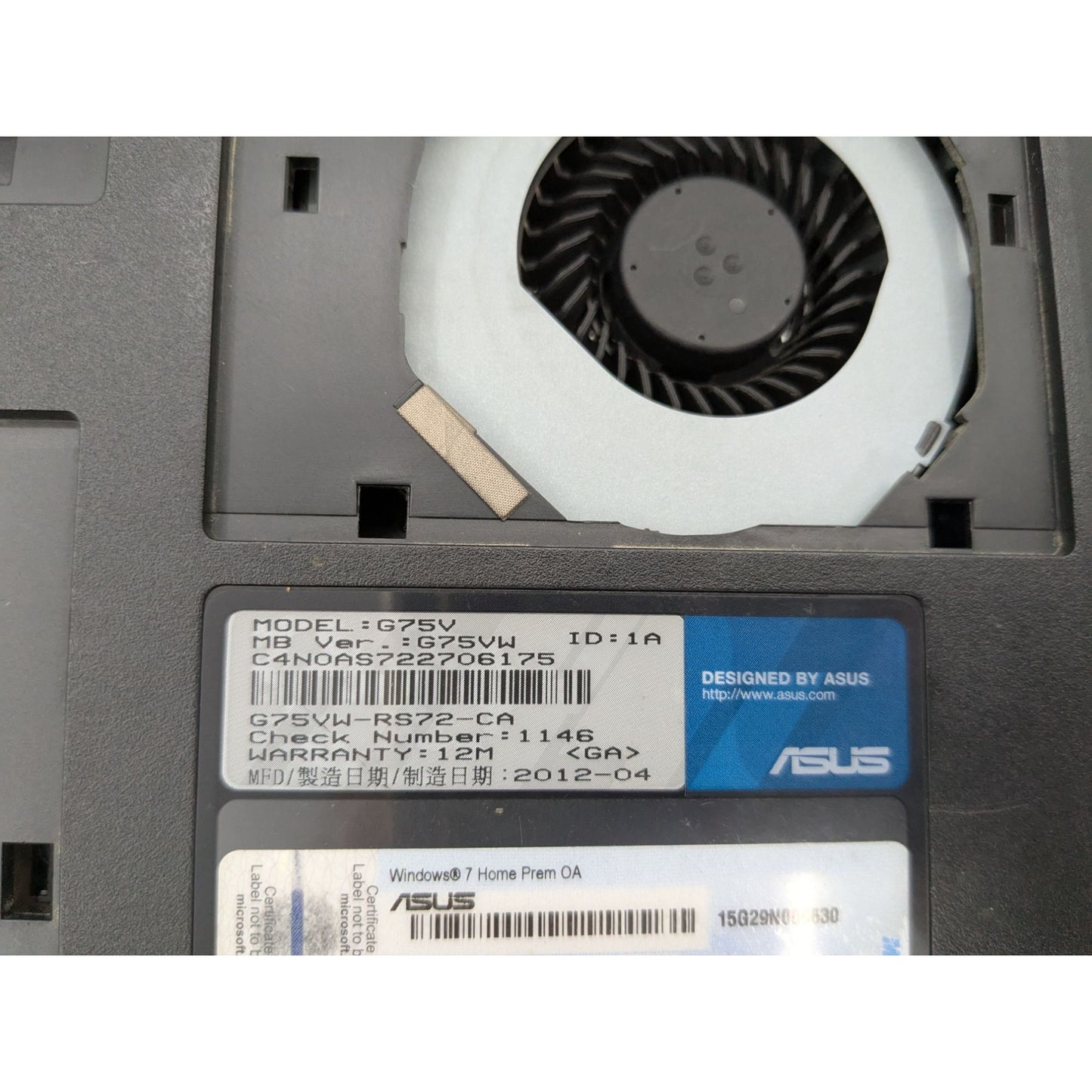 Asus G75V 17.3" Display Intel Core i7-3610QM 2.30 GHz 8GB RAM Black Laptop