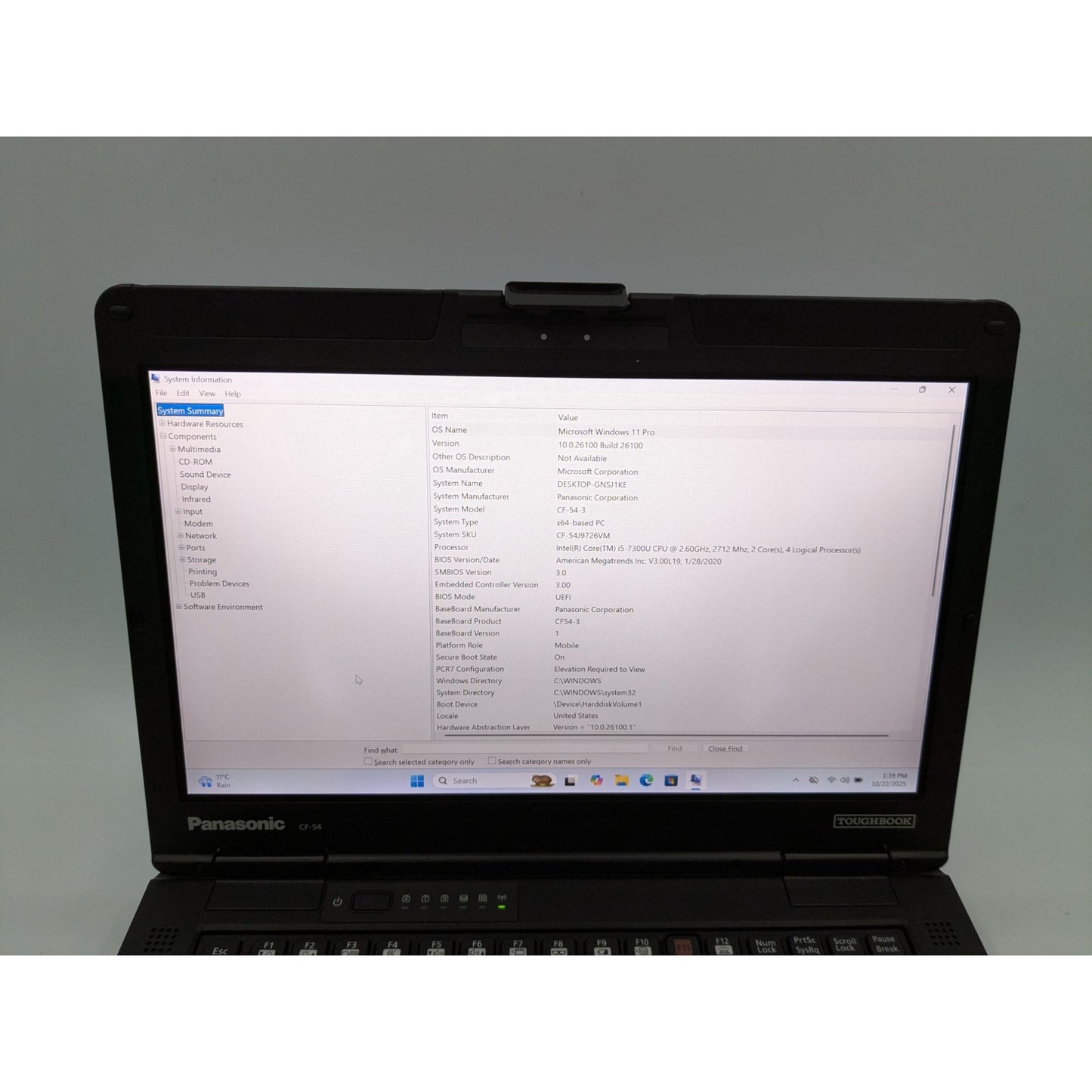 Panasonic Toughbook CF-54 14" Intel Core i5-7300U 16GB RAM 480GB SSD Win 11 Pro