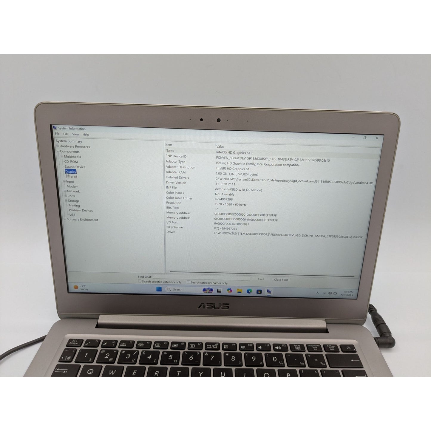 Asus UX330CAK 13.3" Display Intel M3-7Y30 8GB RAM 128GB SSD 1.00Ghz Win 11 Home