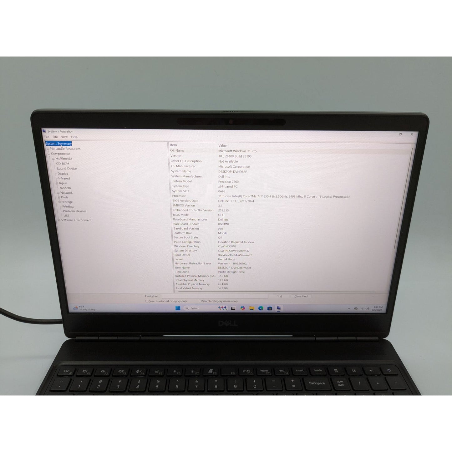 Dell Precision 7560 15.6" Intel Core i7-11850H 32GB RAM 512GB SSD Nvidia RTX A2000