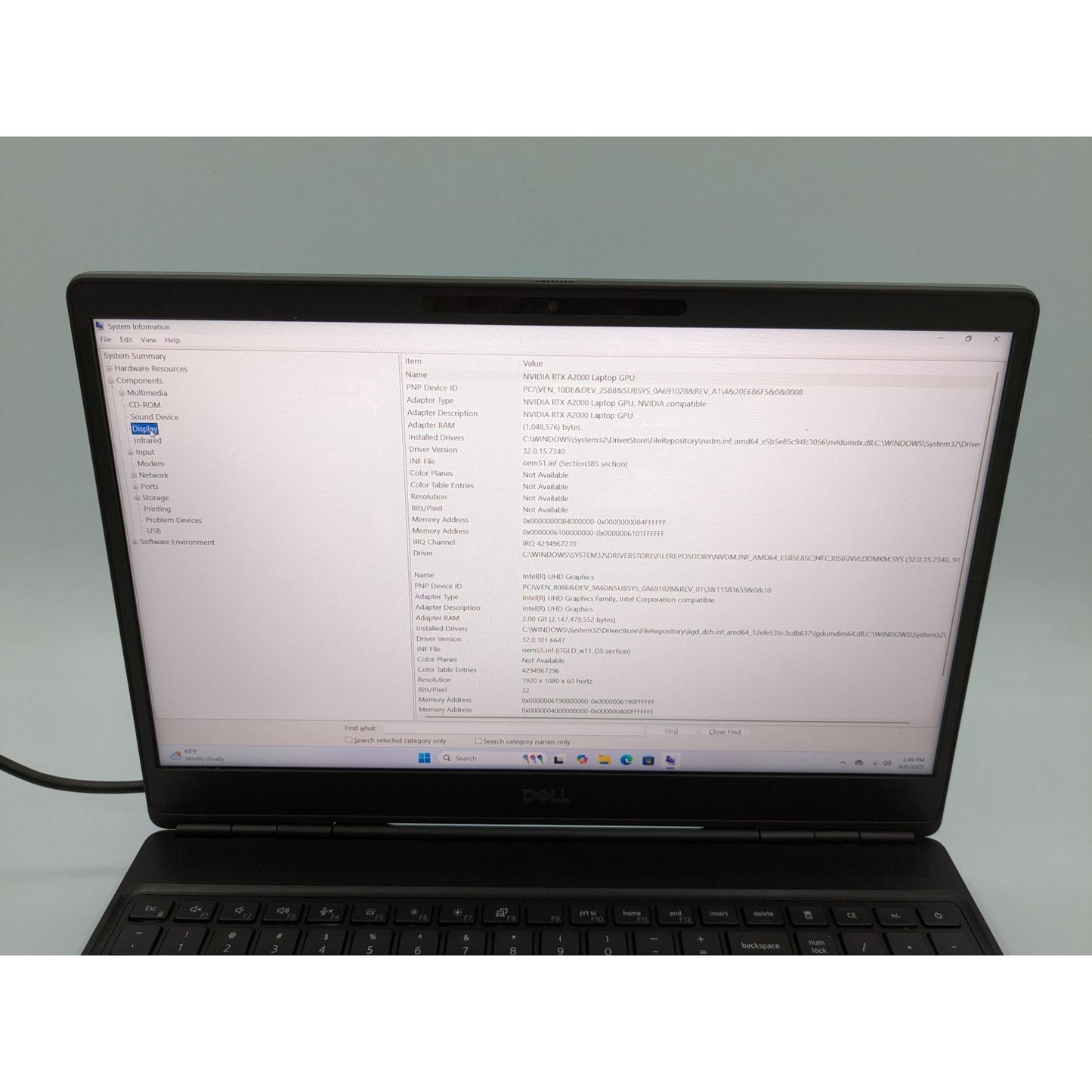 Dell Precision 7560 15.6" Intel Core i7-11850H 32GB RAM 512GB SSD Nvidia RTX A2000