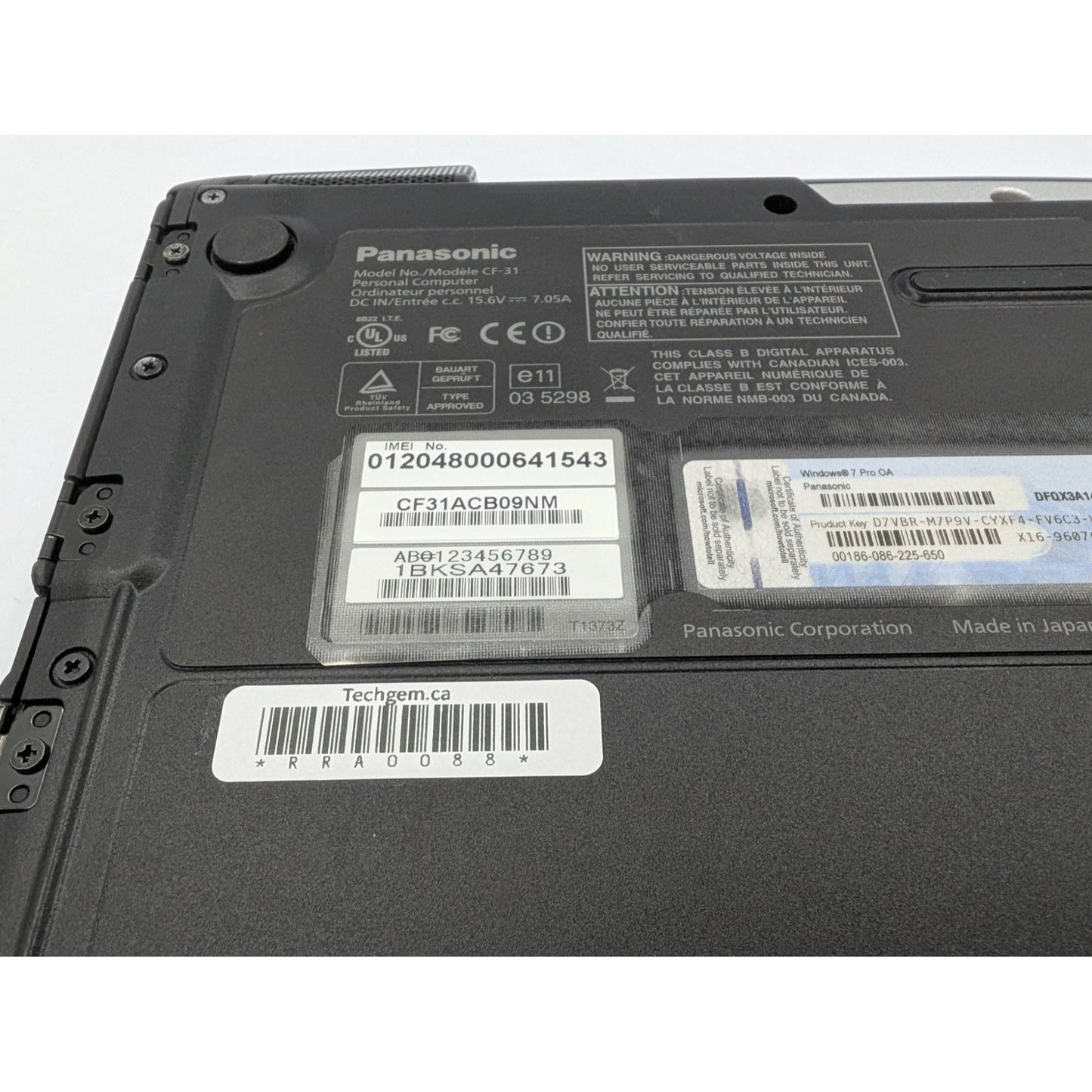 Panasonic Toughbook CF-31 13.1" Screen Intel Core i5-520M 2.4 GHz 4GB RAM Laptop