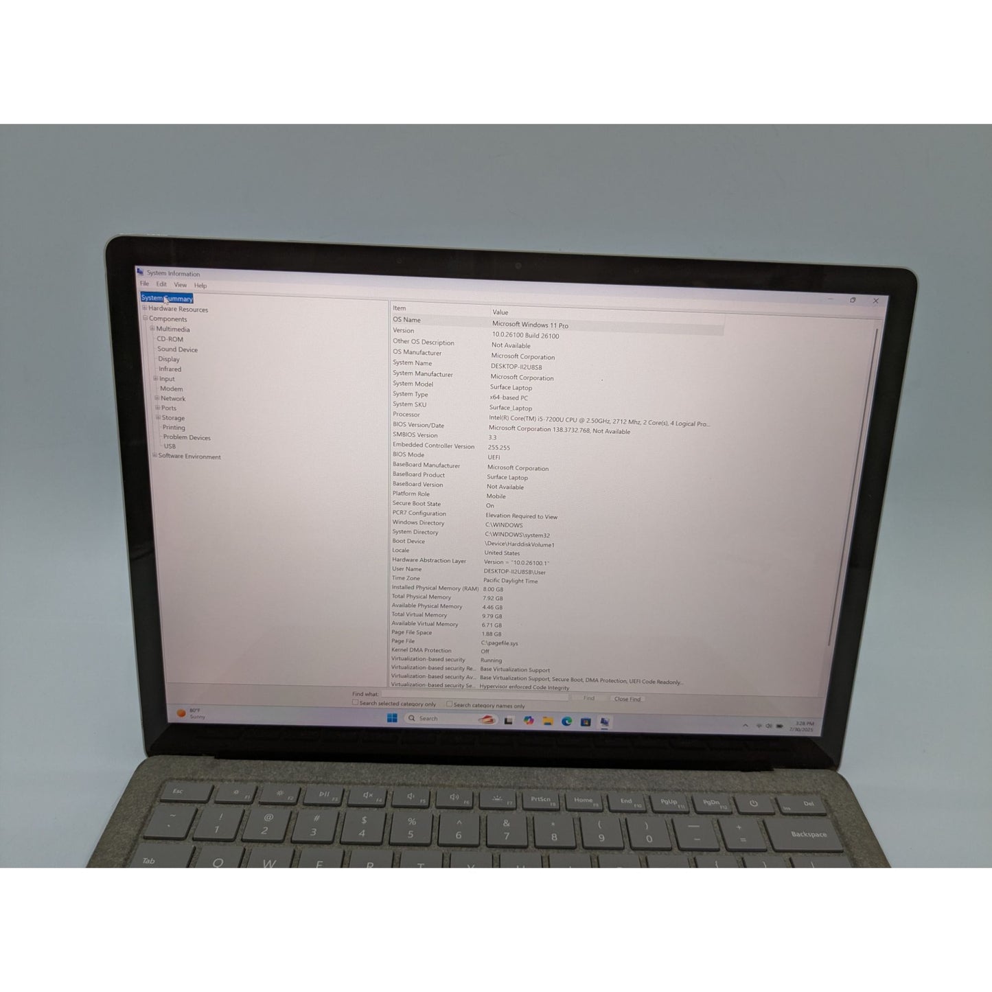 Microsoft Surface Laptop 1st Gen 13.5" Intel Core i5-7200U 2.5GHz 8GB RAM 256GB SSD