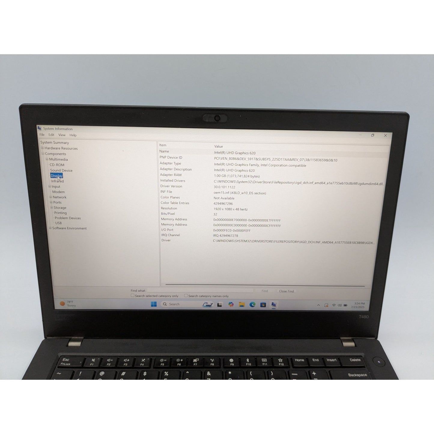 Lenovo ThinkPad T480 14" Intel Core i5-8250U 8GB RAM 128GB SSD Windows 11 Pro