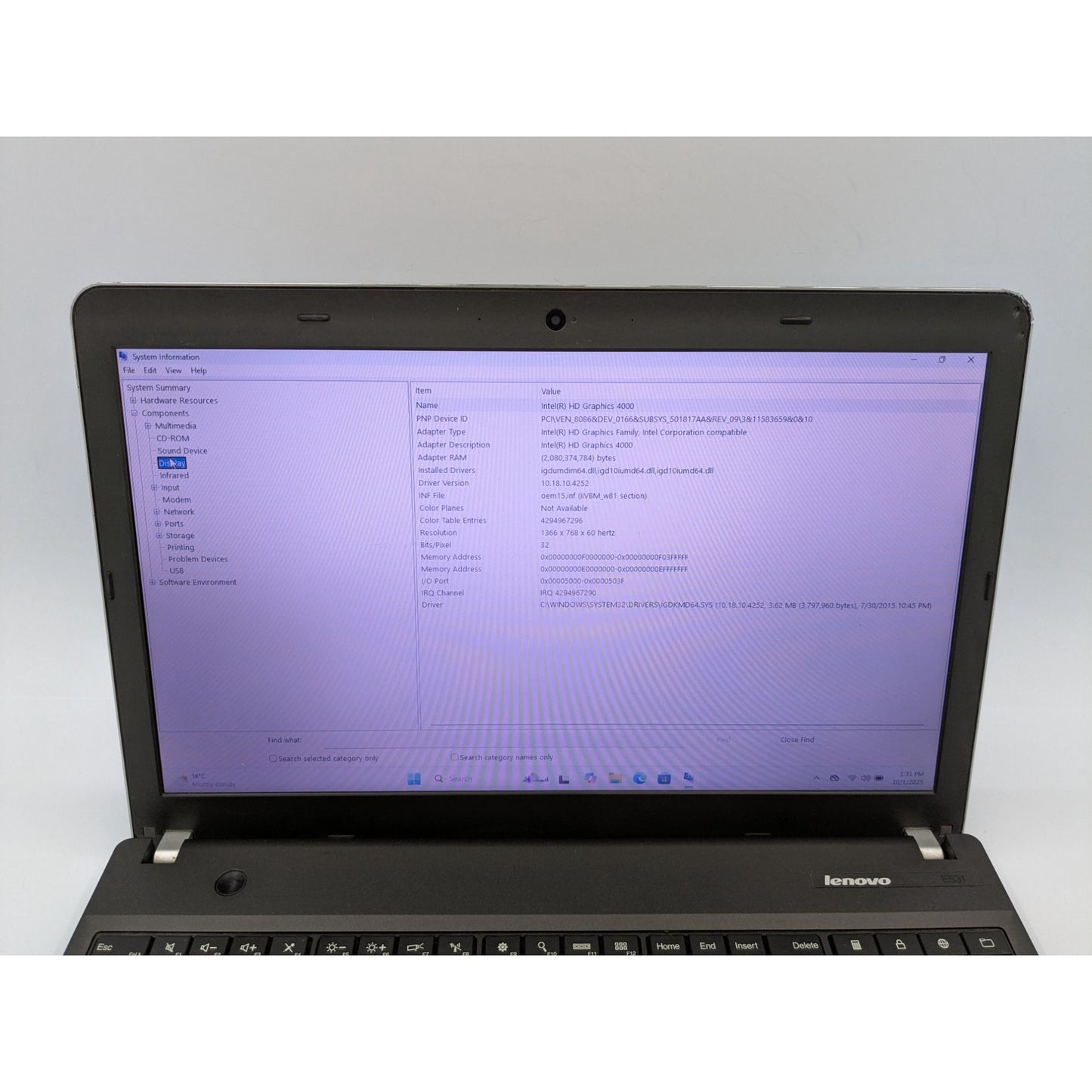 Lenovo ThinkPad E531 15.6" Intel i7-3632QM 2.20GHz 8GB RAM 120GB SSD Windows 11 Pro