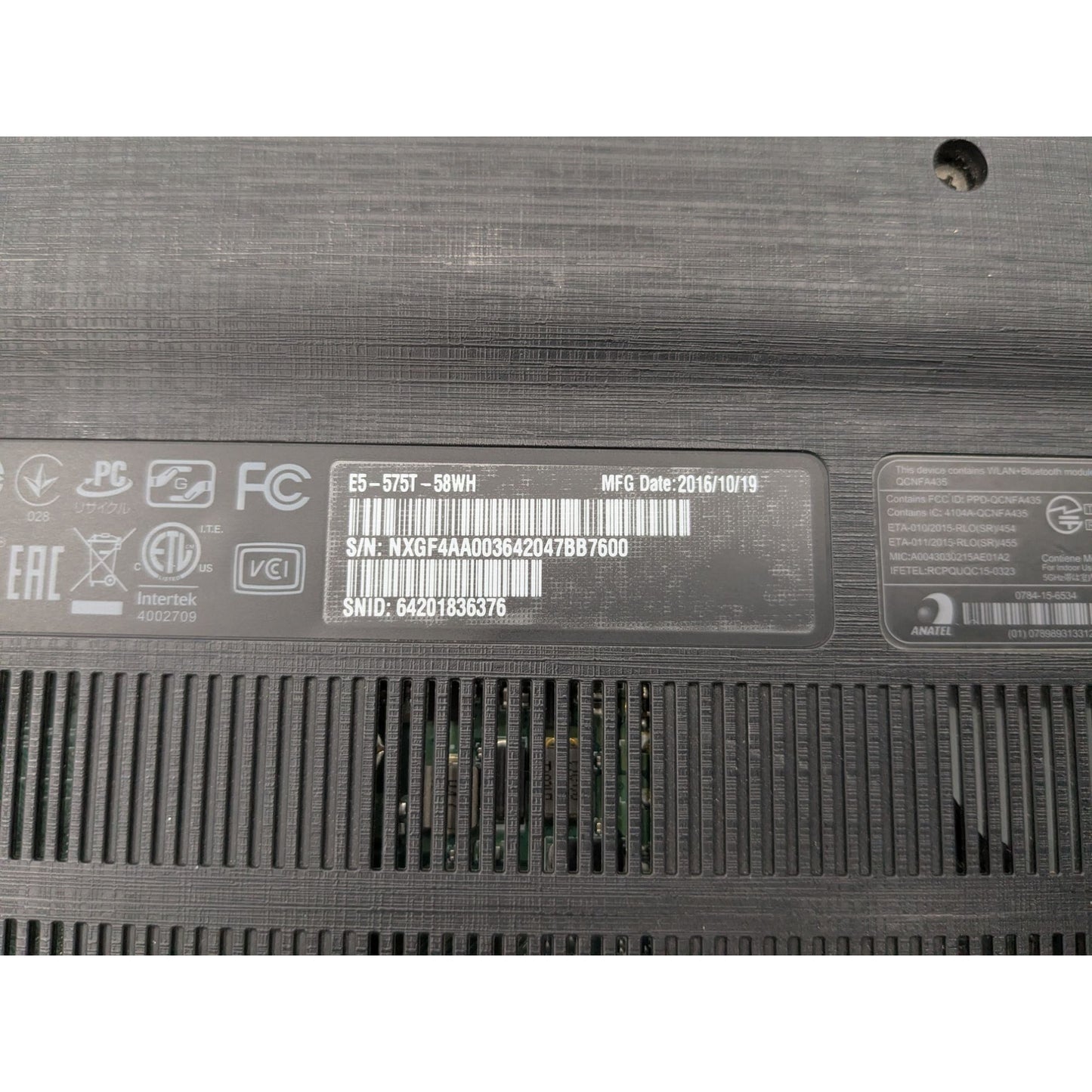 Acer Aspire E5-575T-58WH 15.6" Display Screen Intel Core i5-7200U Black Laptop