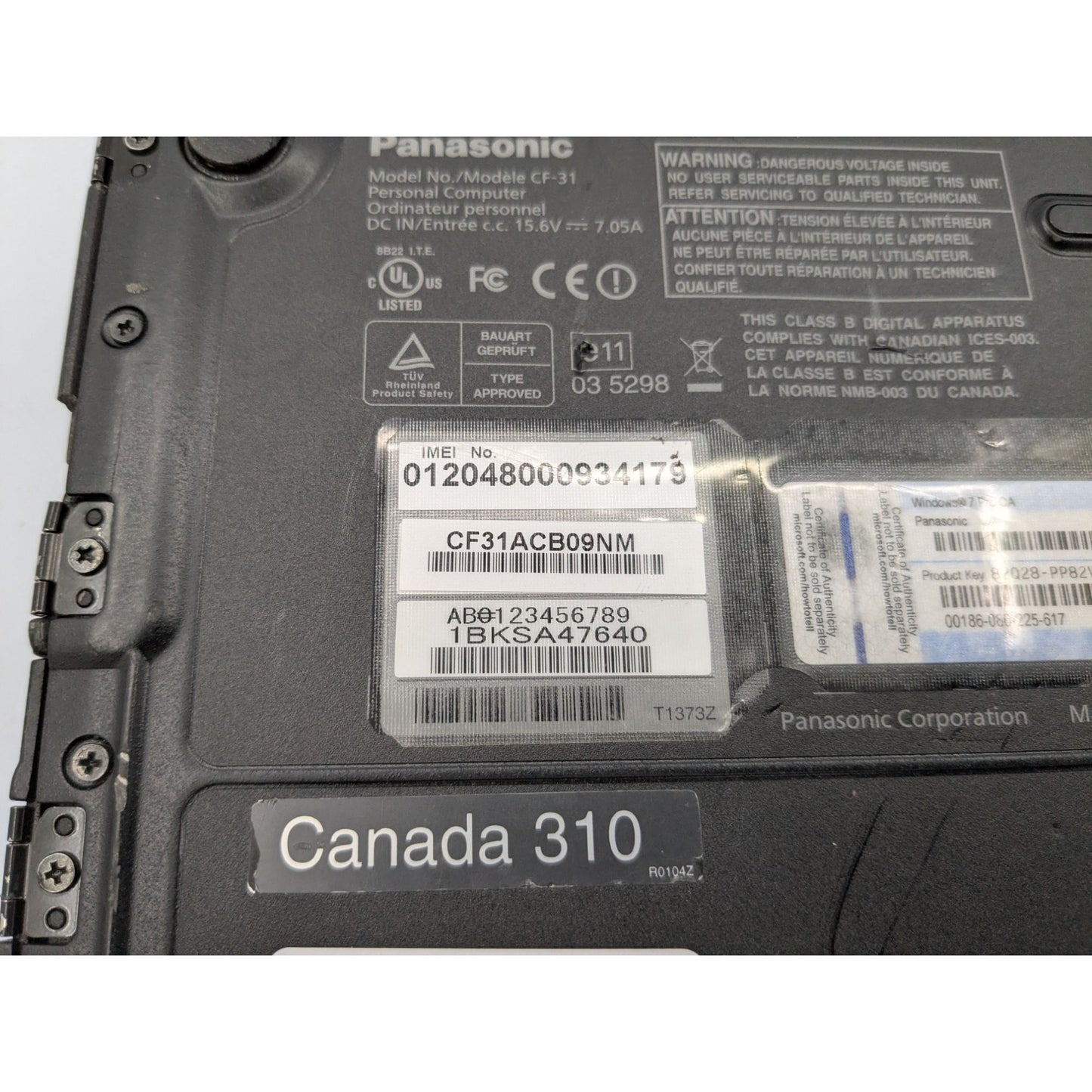 Panasonic Toughbook CF-31 13.1" Screen Intel Core i5-520M 2.40GHz 4GB RAM Laptop