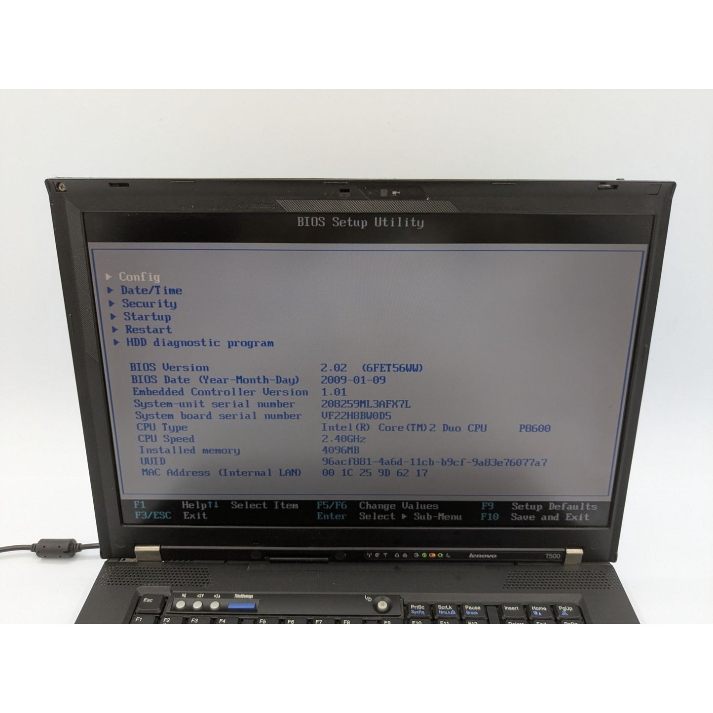 Lenovo ThinkPad T500 15.6" Display Intel Core 2 Duo P8600 2.40GHz 4GB RAM Laptop