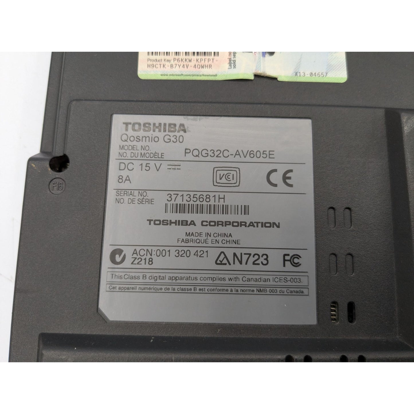 Toshiba Qosmio G30 17" Screen Intel Core 2 Duo T7200 2.00 GHz 2 GB RAM Laptop