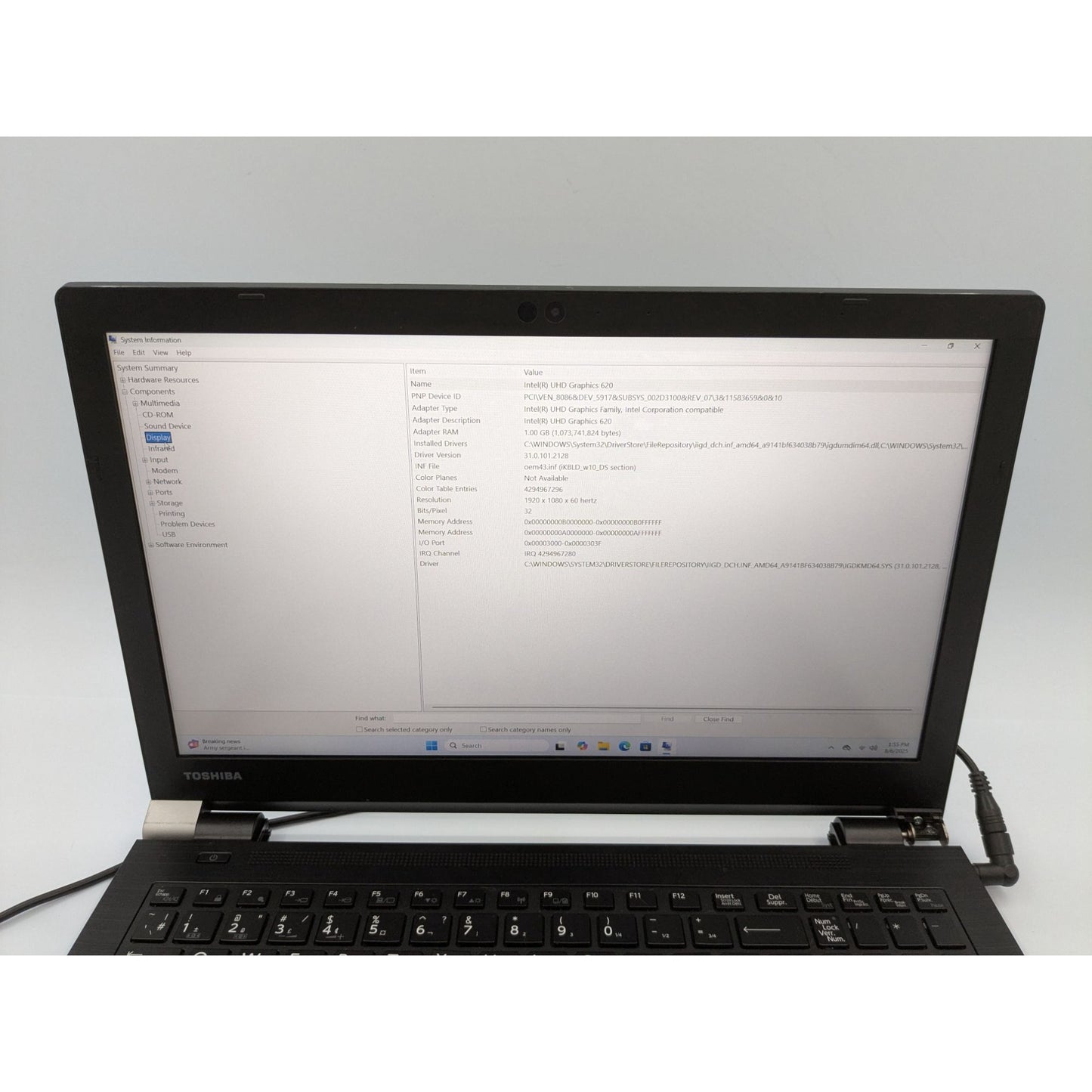 Toshiba Dynabook Tecra A50-EC 15.6" Intel i5-8350U 8GB RAM 256GB SSD Windows 11 Pro