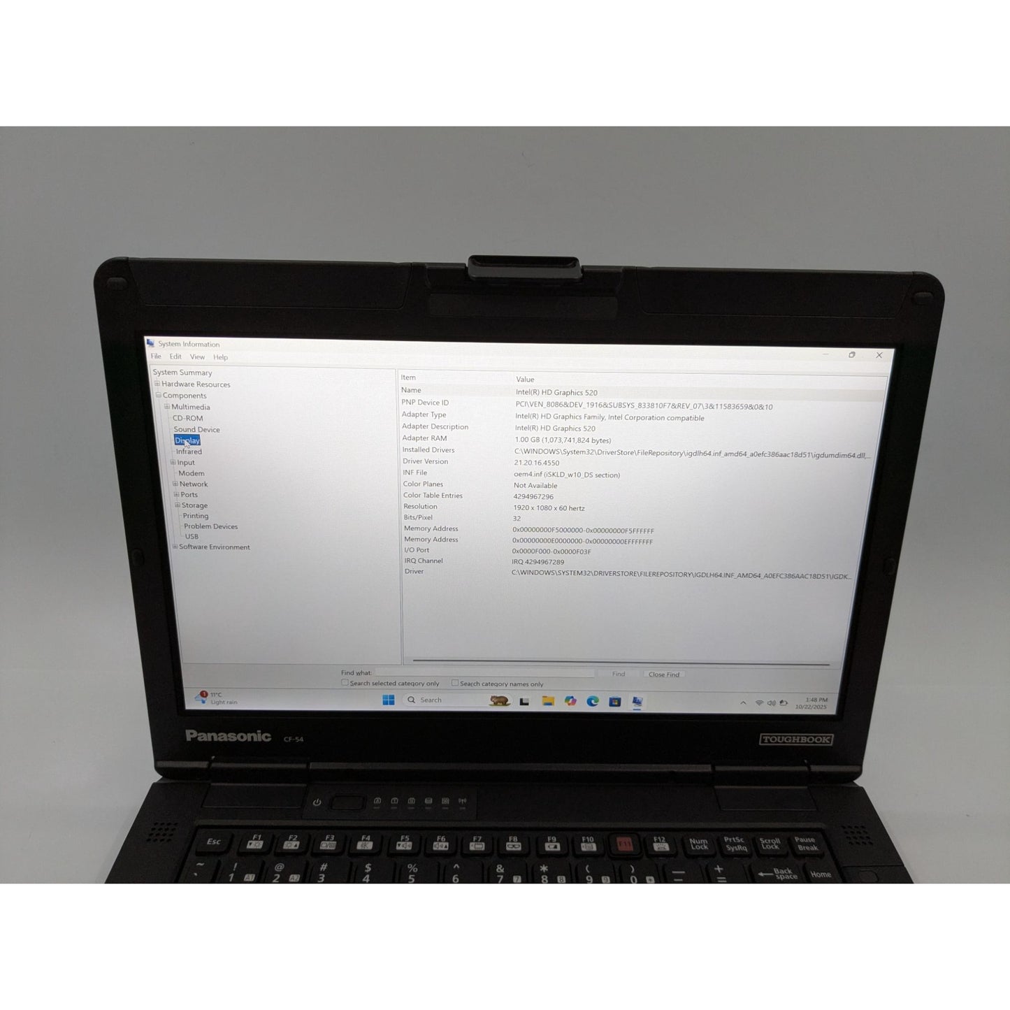 Panasonic Toughbook CF-54 14" Intel i5-6300U 16GB RAM 480GB SSD Window 11 Pro