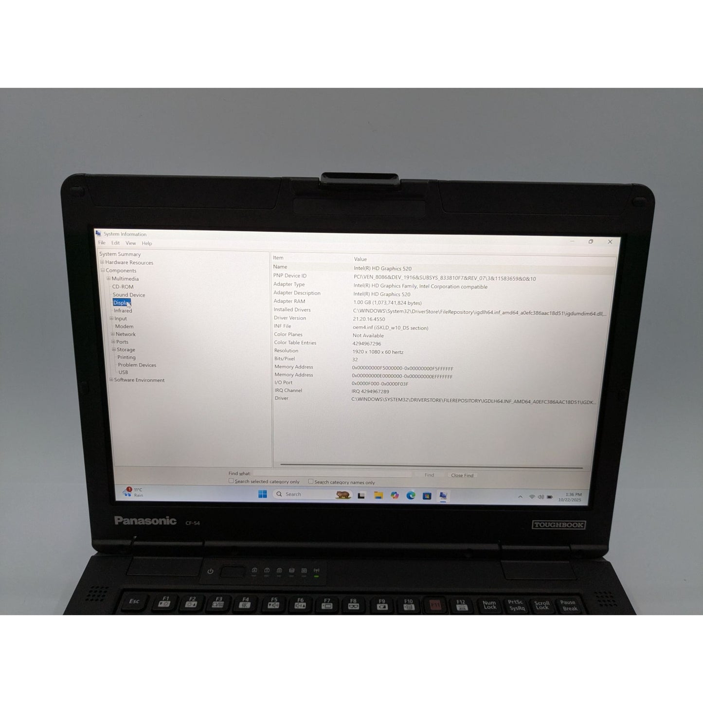 Panasonic Toughbook CF-54 14" Intel i5-6300U 16GB RAM 480GB SSD Windows 11 Pro