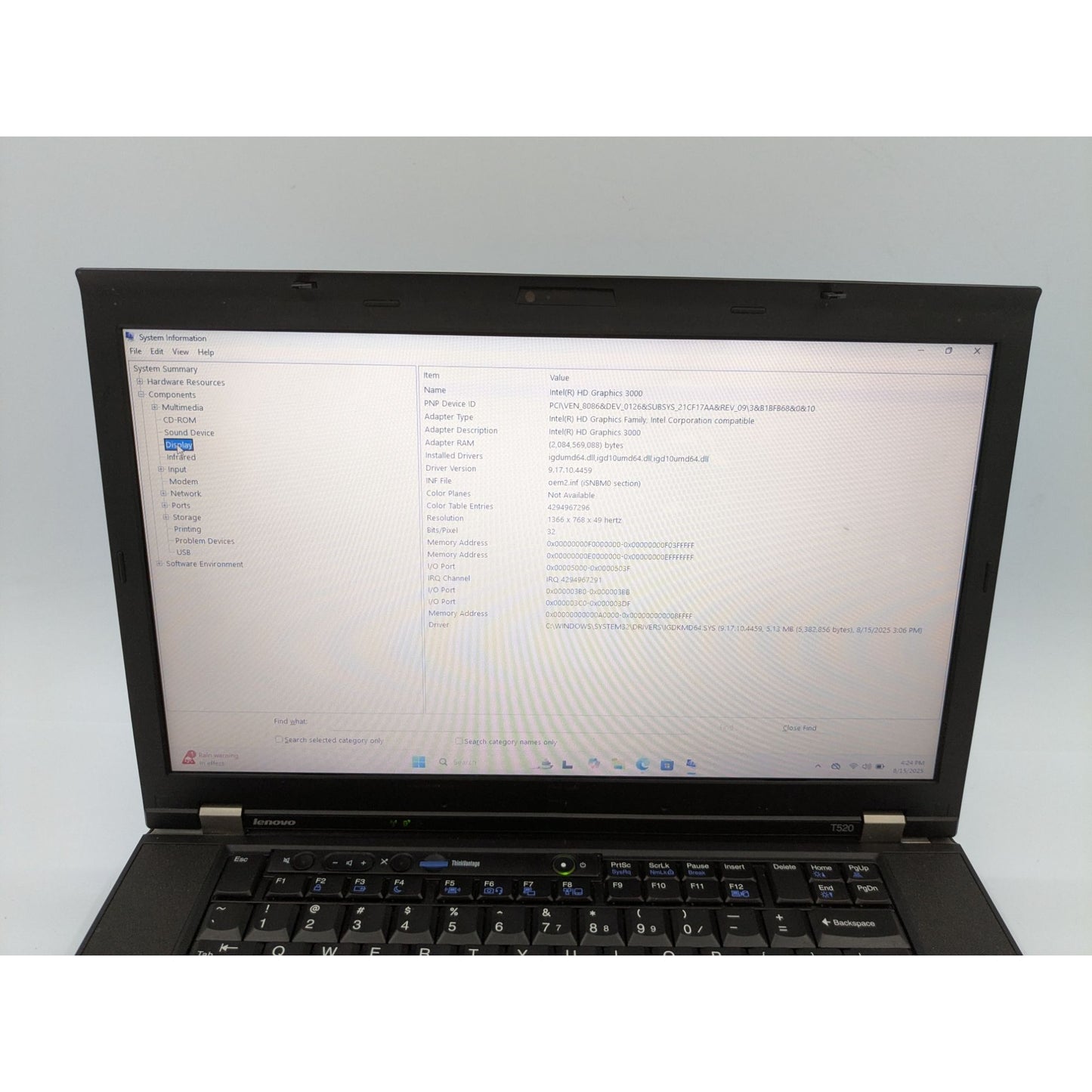Lenovo ThinkPad T520 15.6" Intel Core i5-2520M 16GB RAM 128GB SSD Windows 11 Pro