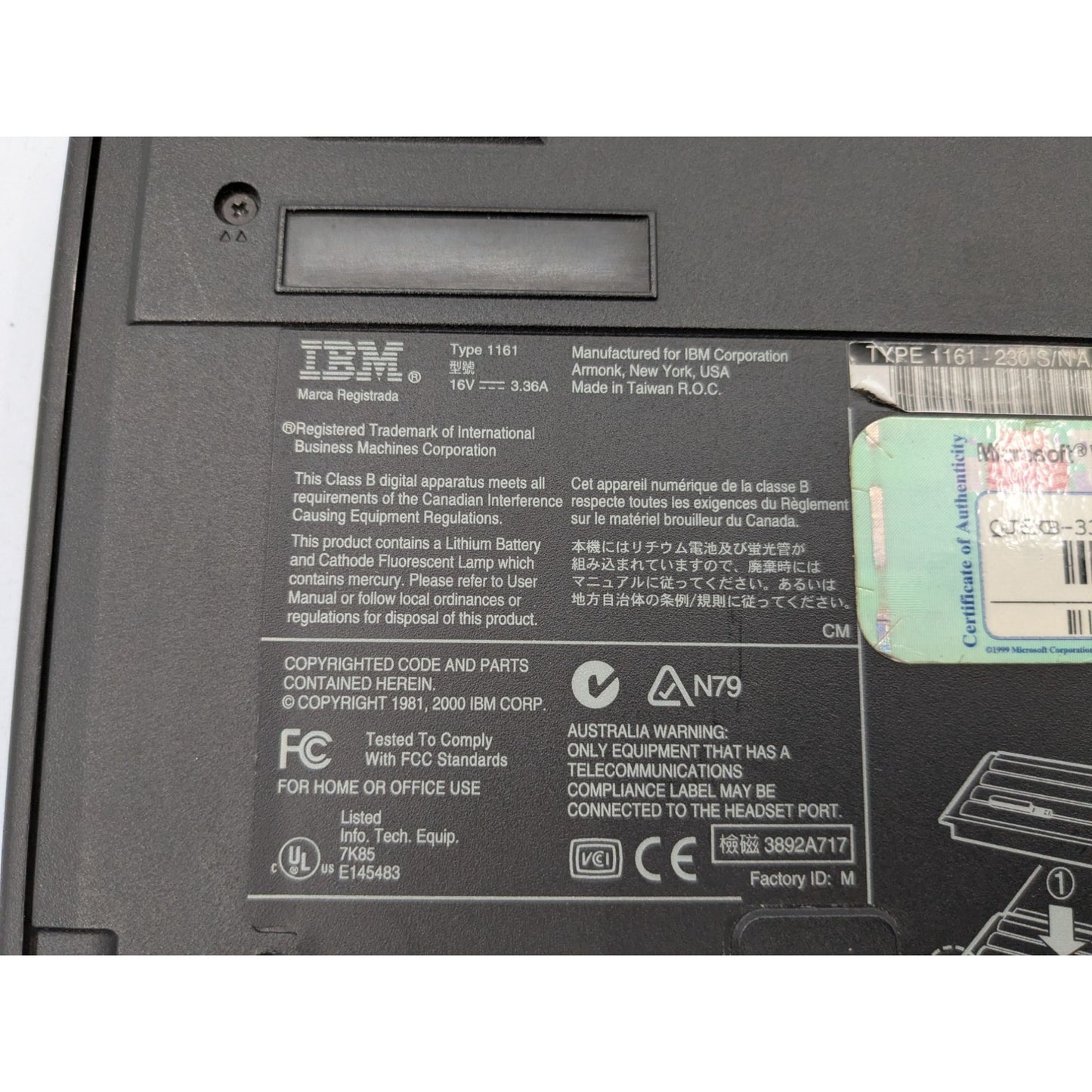 IBM ThinkPad iSeries 1161 13" Display Intel Celeron 0.50 GHz 64MB RAM Laptop