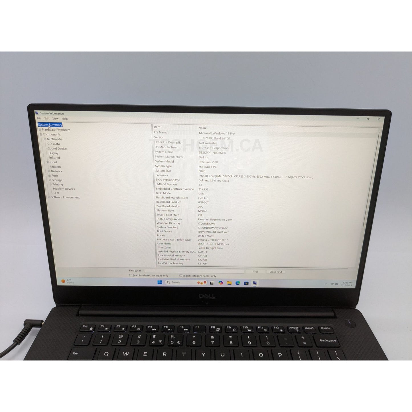 Dell Precision 5530 15.6" Intel Core i7-8850H 8GB RAM 128GB SSD Windows 11 Pro