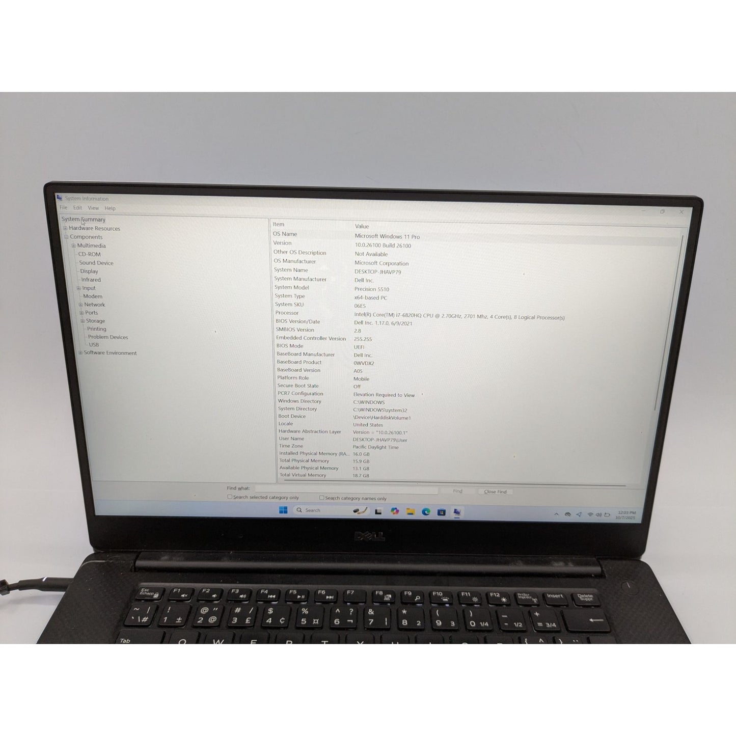 Dell Precision 5510 15.6" Intel Core i7-6820HQ 16GB RAM 128GB SSD Windows 11 Pro