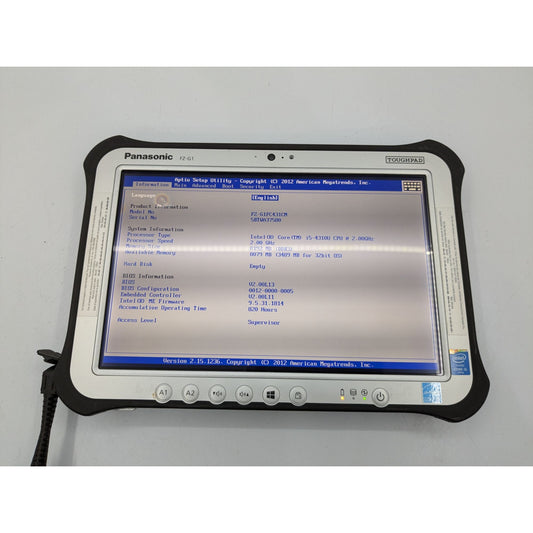 Panasonic Toughpad FZ-G1 Intel Core i5-4310U 2.00GHz 8GB 10.1" Display Screen
