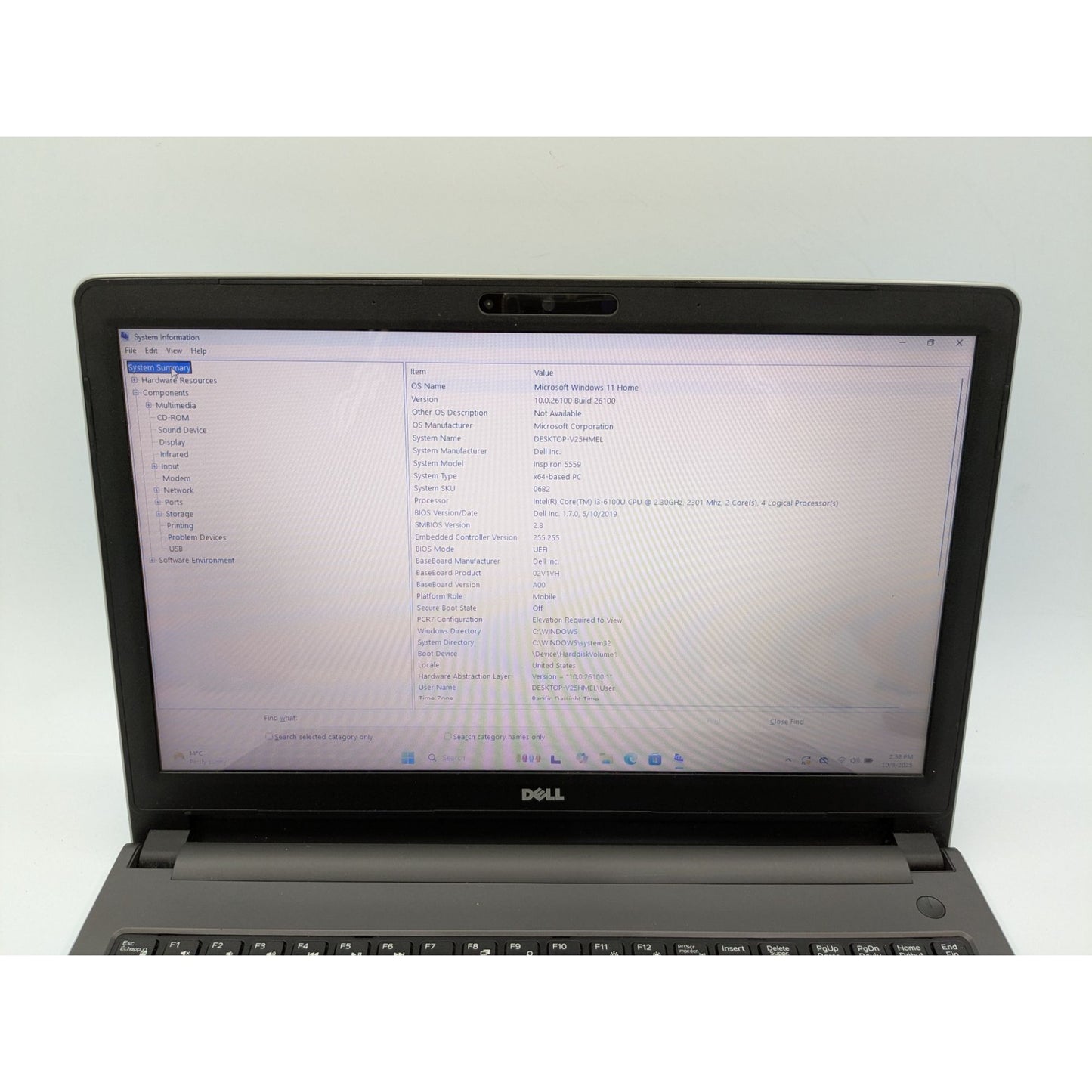 Dell Inspiron 5559 15.6" Intel Core i3-6100U 8GB RAM 128GB SSD Windows 11 Home