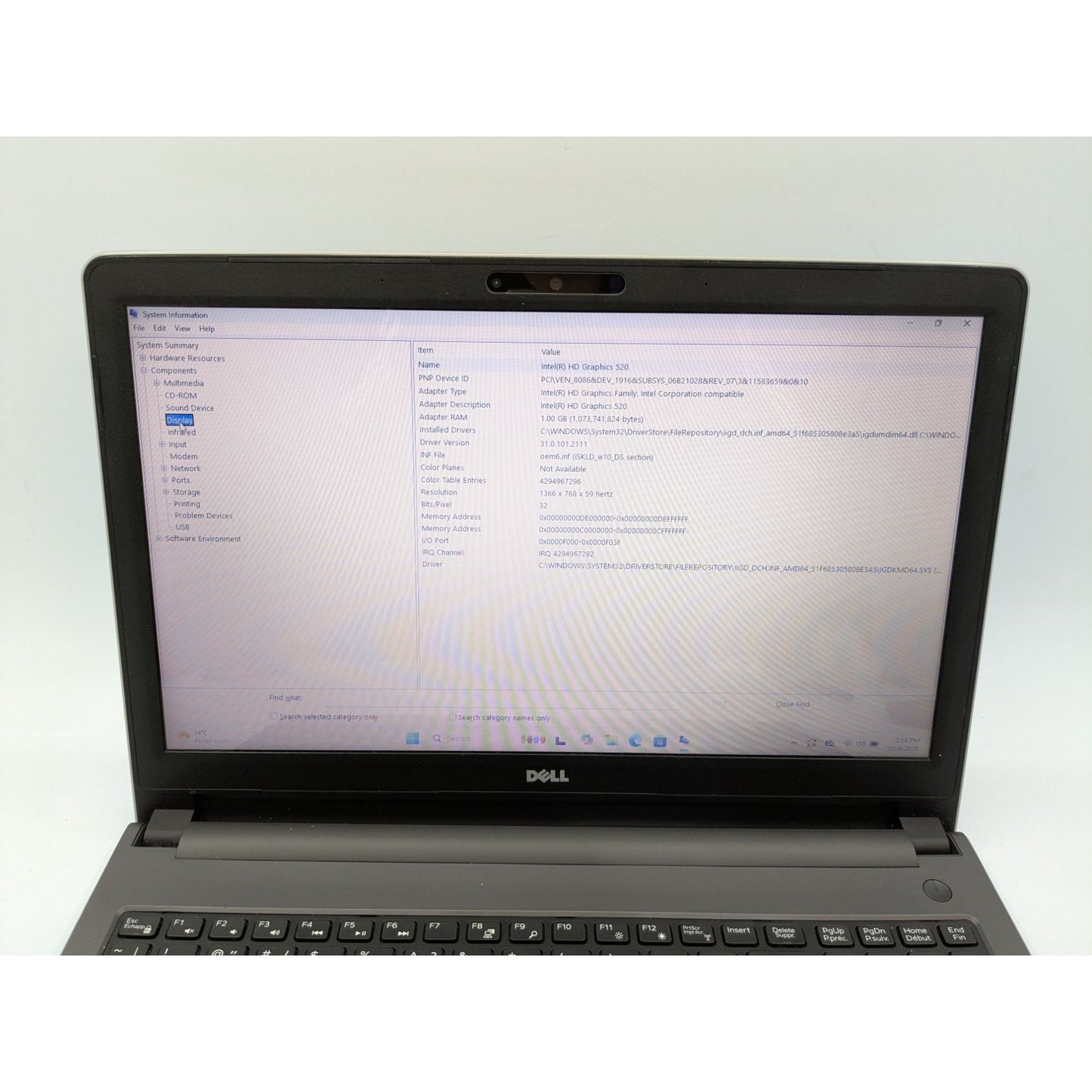 Dell Inspiron 5559 15.6" Intel Core i3-6100U 8GB RAM 128GB SSD Windows 11 Home