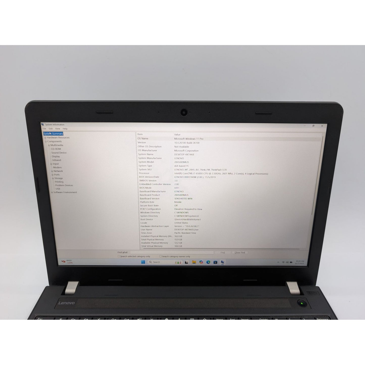 Lenovo ThinkPad E570 15.6" LCD Intel Core i7-6500U 16GB RAM 750GB HDD 128GB SSD