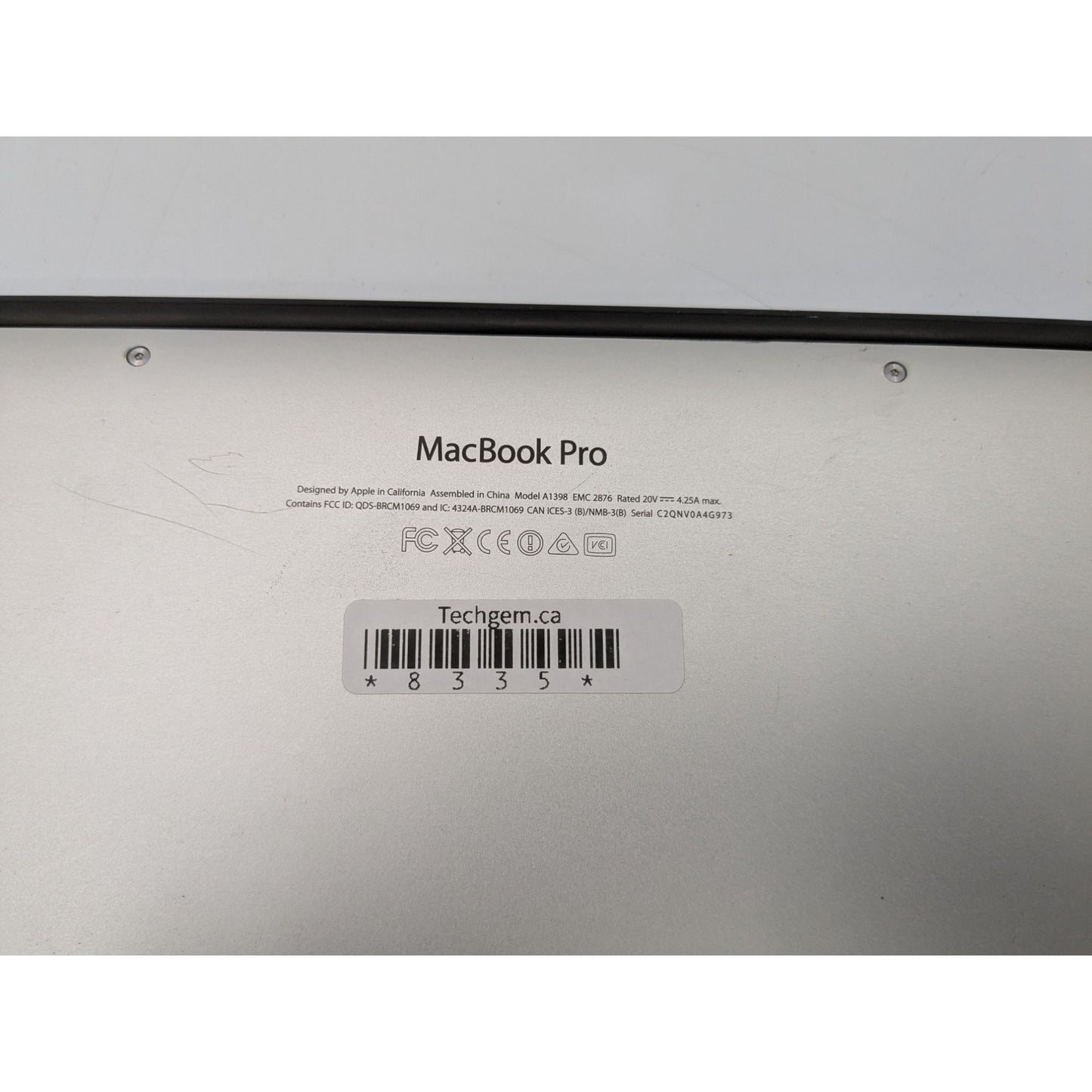 Apple MacBook Pro A1398 15" Intel Core i7-4770HQ 16GB RAM 256GB SSD 2.2 GHz