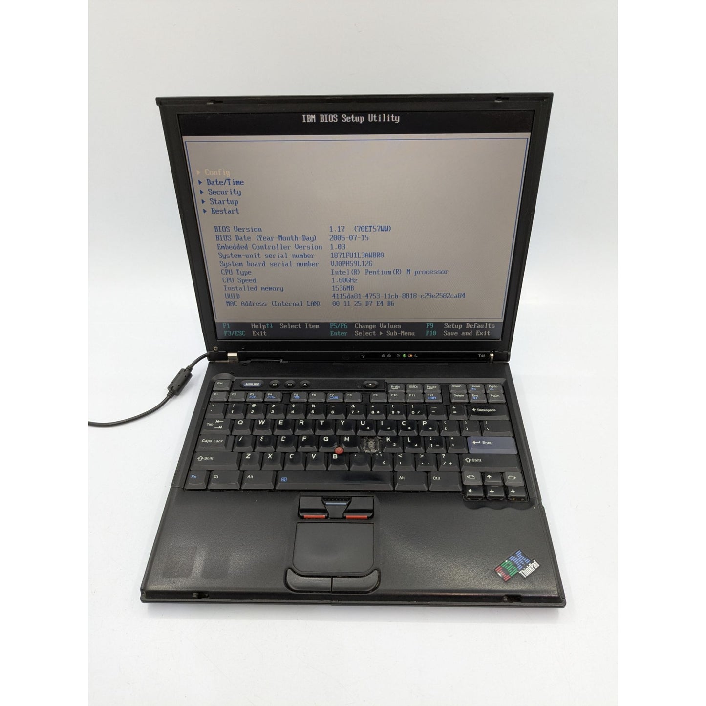 IBM ThinkPad T43 14" Display Screen Intel Pentium M 1.60GHz 1.5GB RAM Laptop