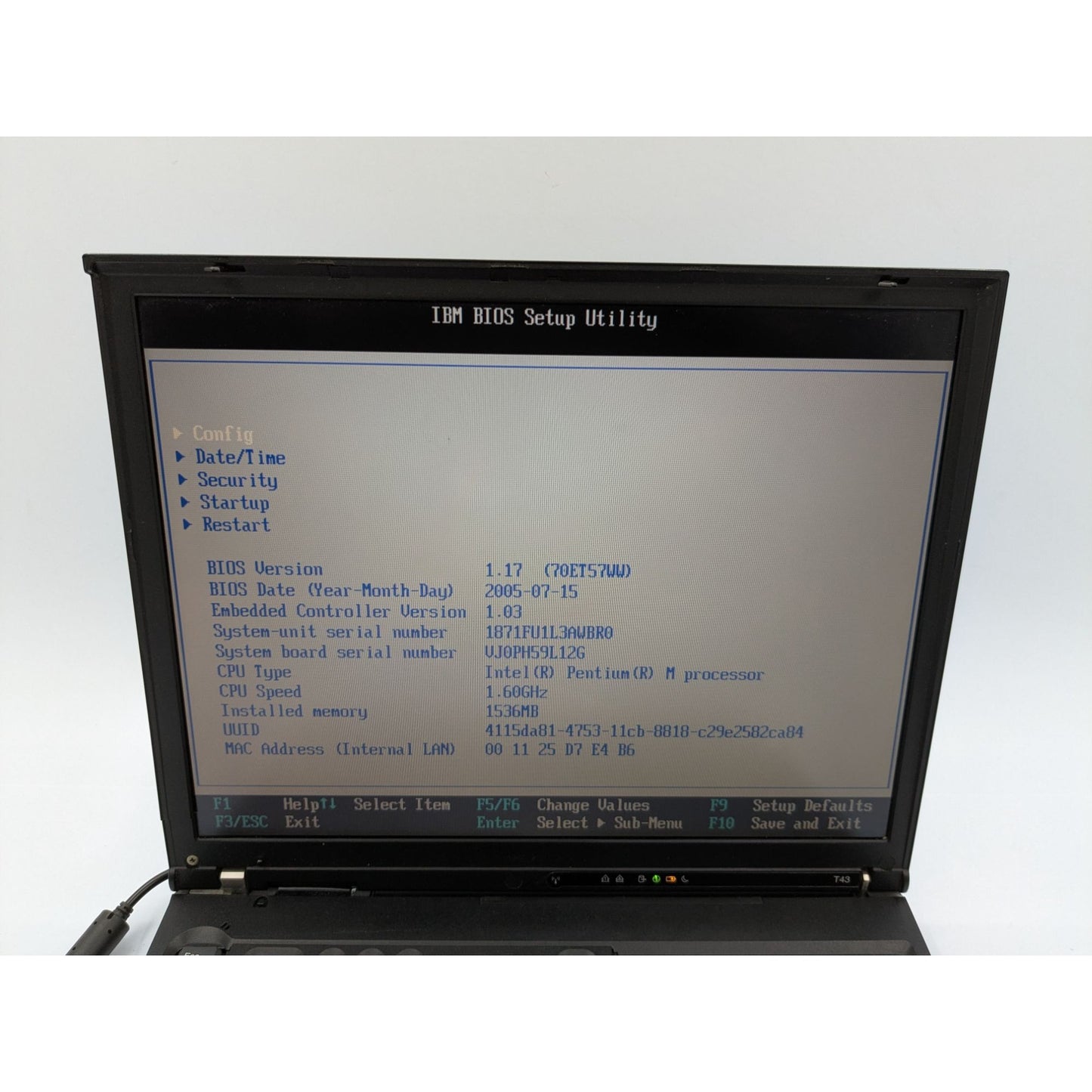IBM ThinkPad T43 14" Display Screen Intel Pentium M 1.60GHz 1.5GB RAM Laptop
