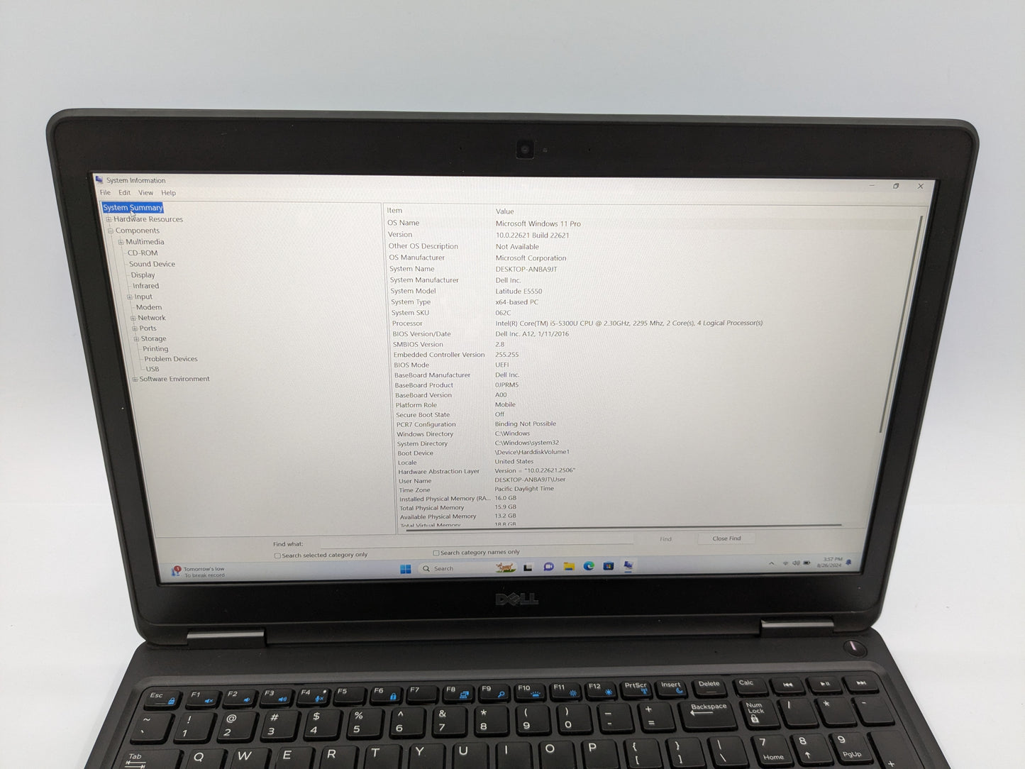 Dell Latitude E5550 - 16GB RAM, 240GB SSD, Core i5, 15.6" FHD Display, Windows 11