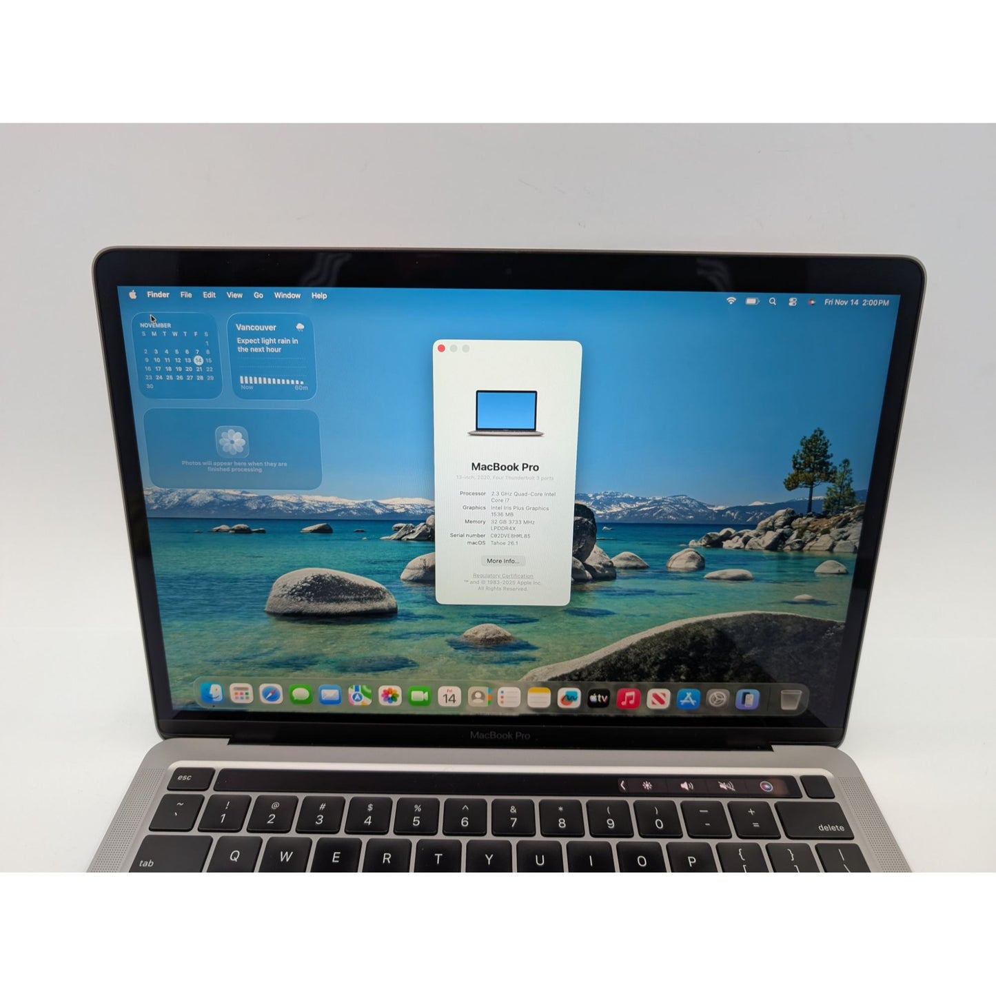 2020 Apple MacBook Pro A2251 13" Intel i7-1068NG7 2.3 GHz 32GB RAM 512GB SSD