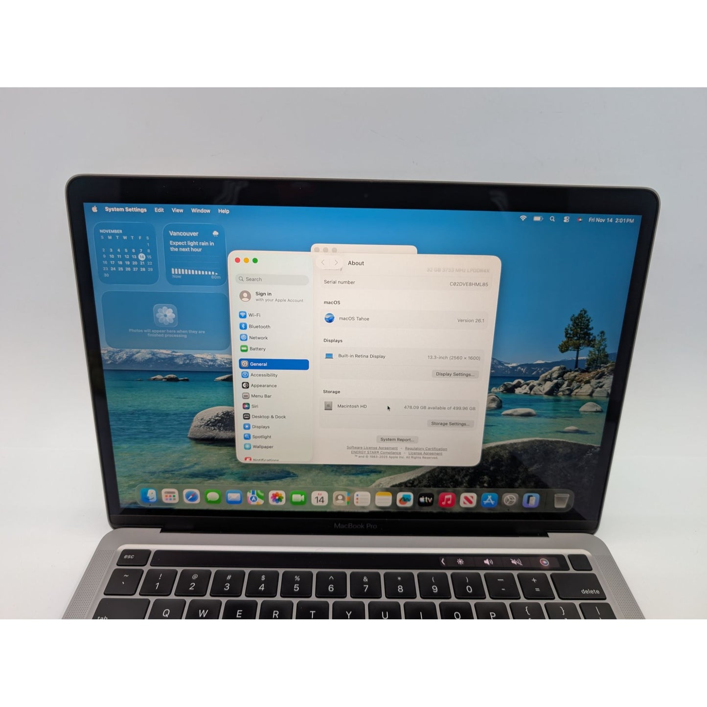 2020 Apple MacBook Pro A2251 13" Intel i7-1068NG7 2.3 GHz 32GB RAM 512GB SSD