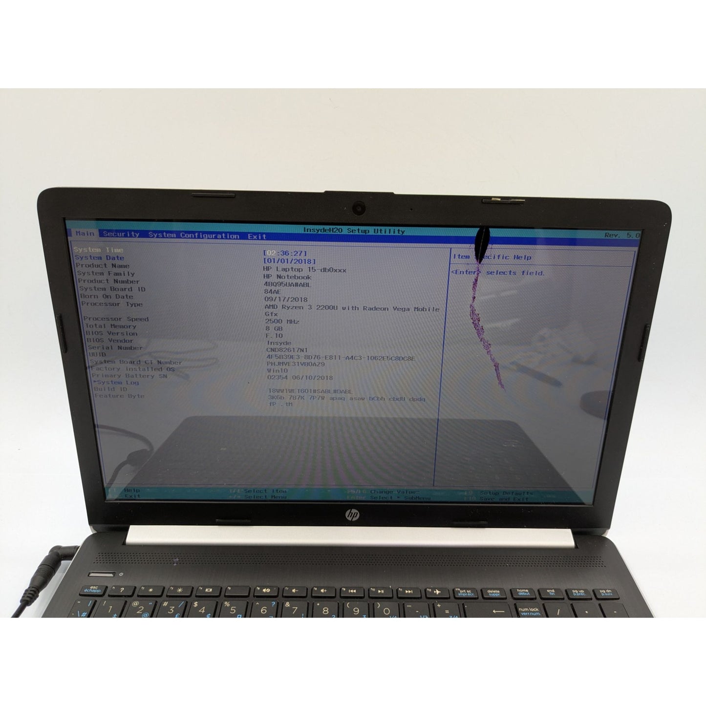 HP 15-DB0003CA 15.6" Display Screen AMD Ryzen 3 2200U 2.50GHz Processor Laptop