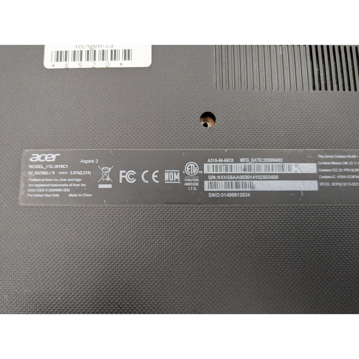 Acer Aspire 3 A315-56-56C0 15.6" Display Intel Core i5-1035G1 1.00 GHz 4GB RAM