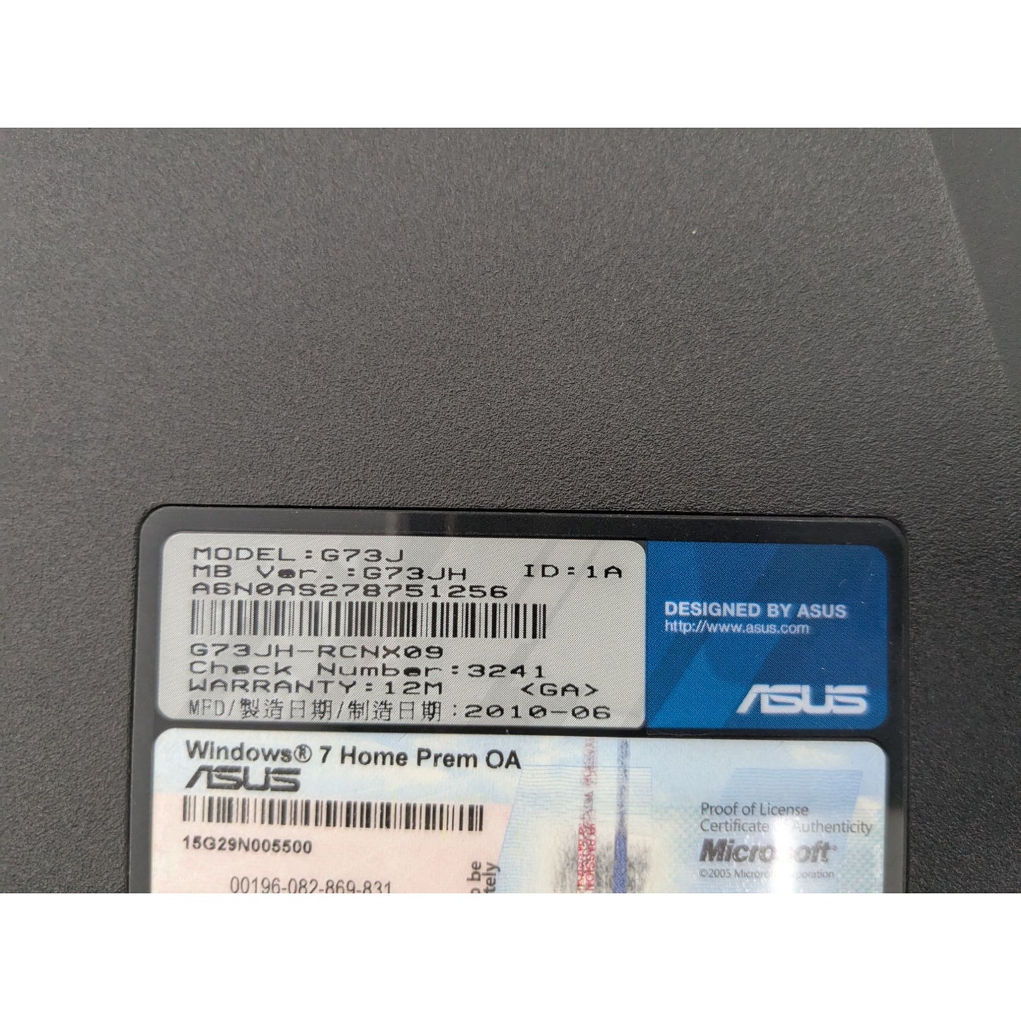 Asus G73JH-RCNX09 17.3" Screen Intel Core i5-720QM 1.60 Ghz Processor 4GB RAM