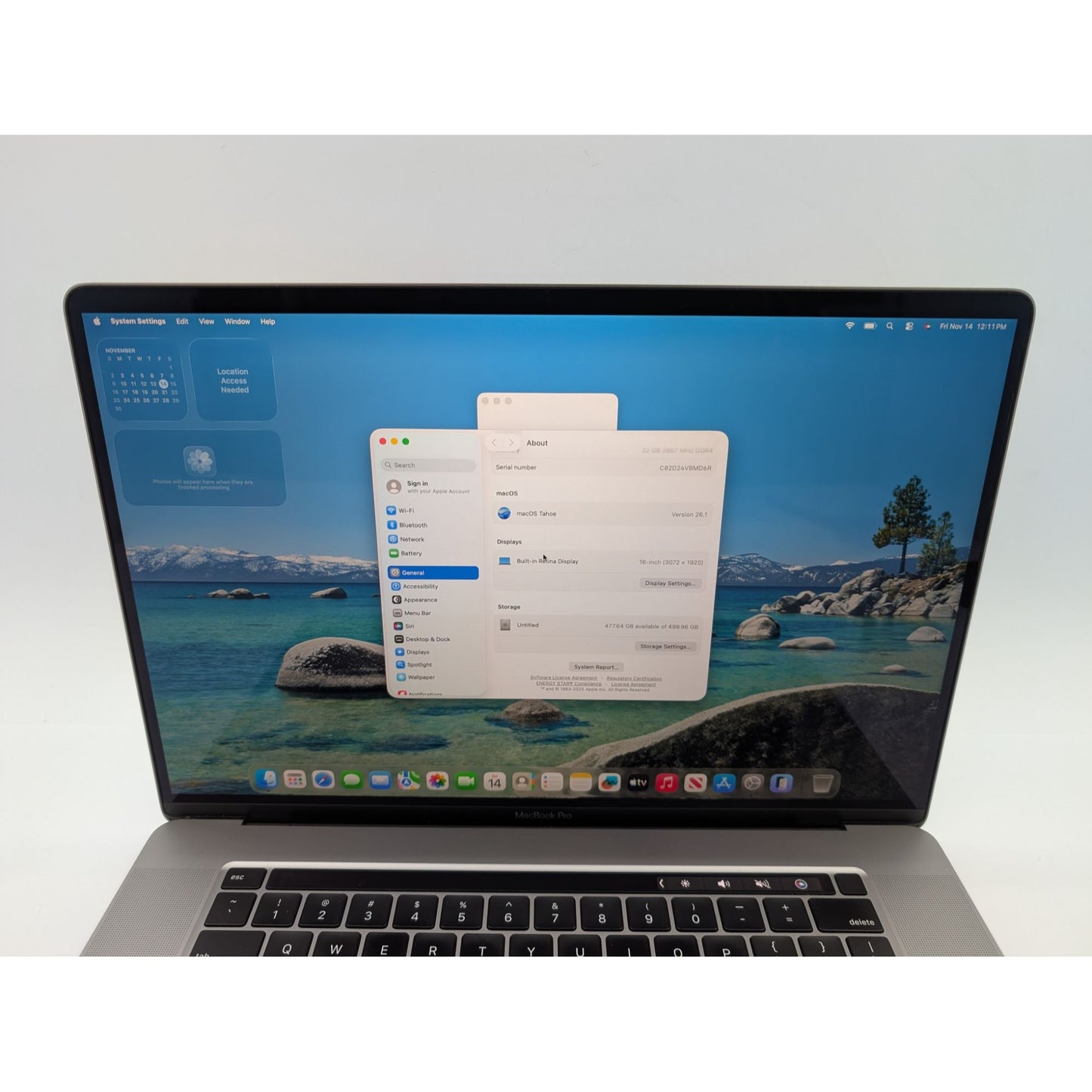 2019 Apple MacBook Pro A2141 16” Intel Core i7-9750H 32GB RAM 512GB SSD macOS