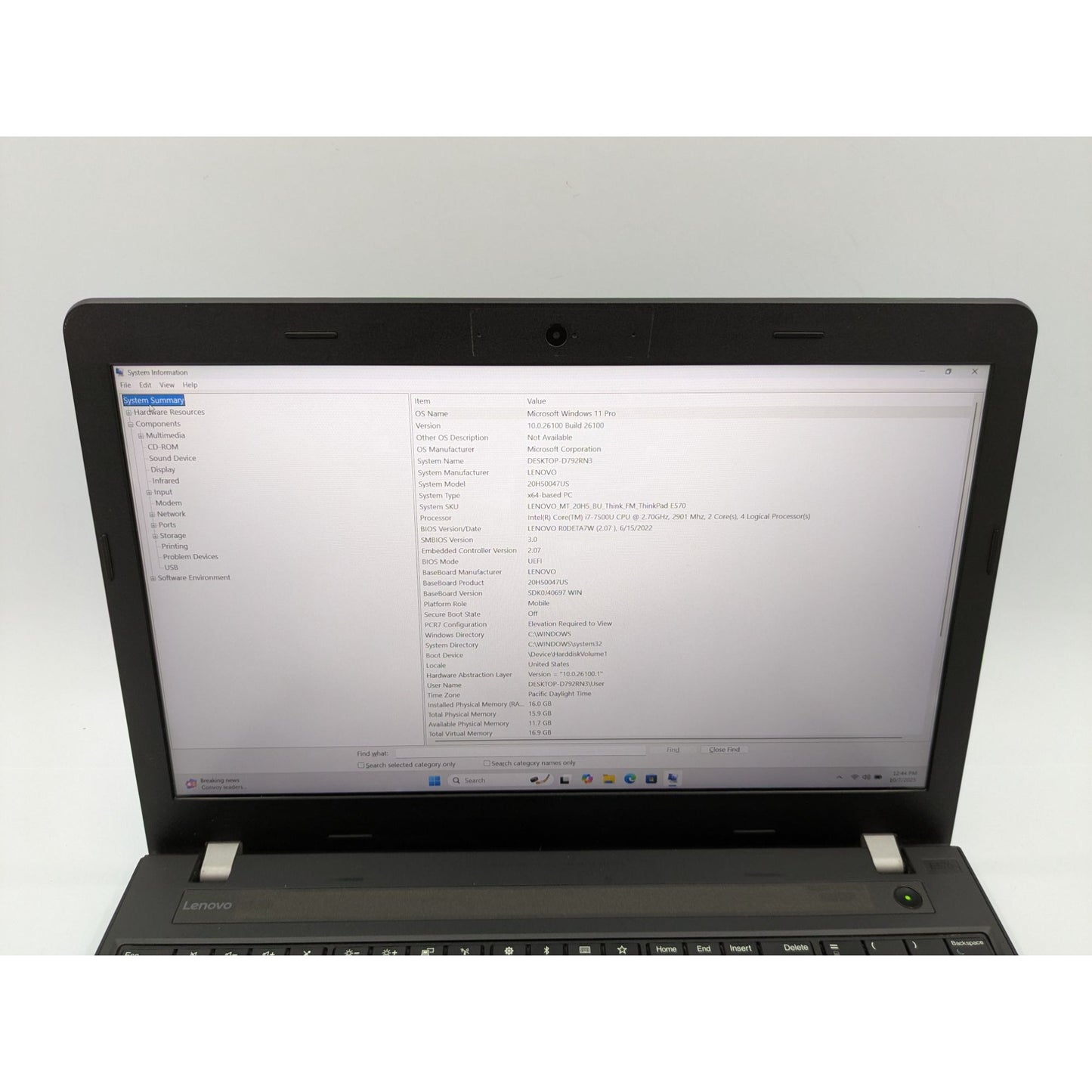 Lenovo ThinkPad E570 15.6" LCD Intel Core i7-7500U 16GB RAM 128GB SSD 750GB HDD