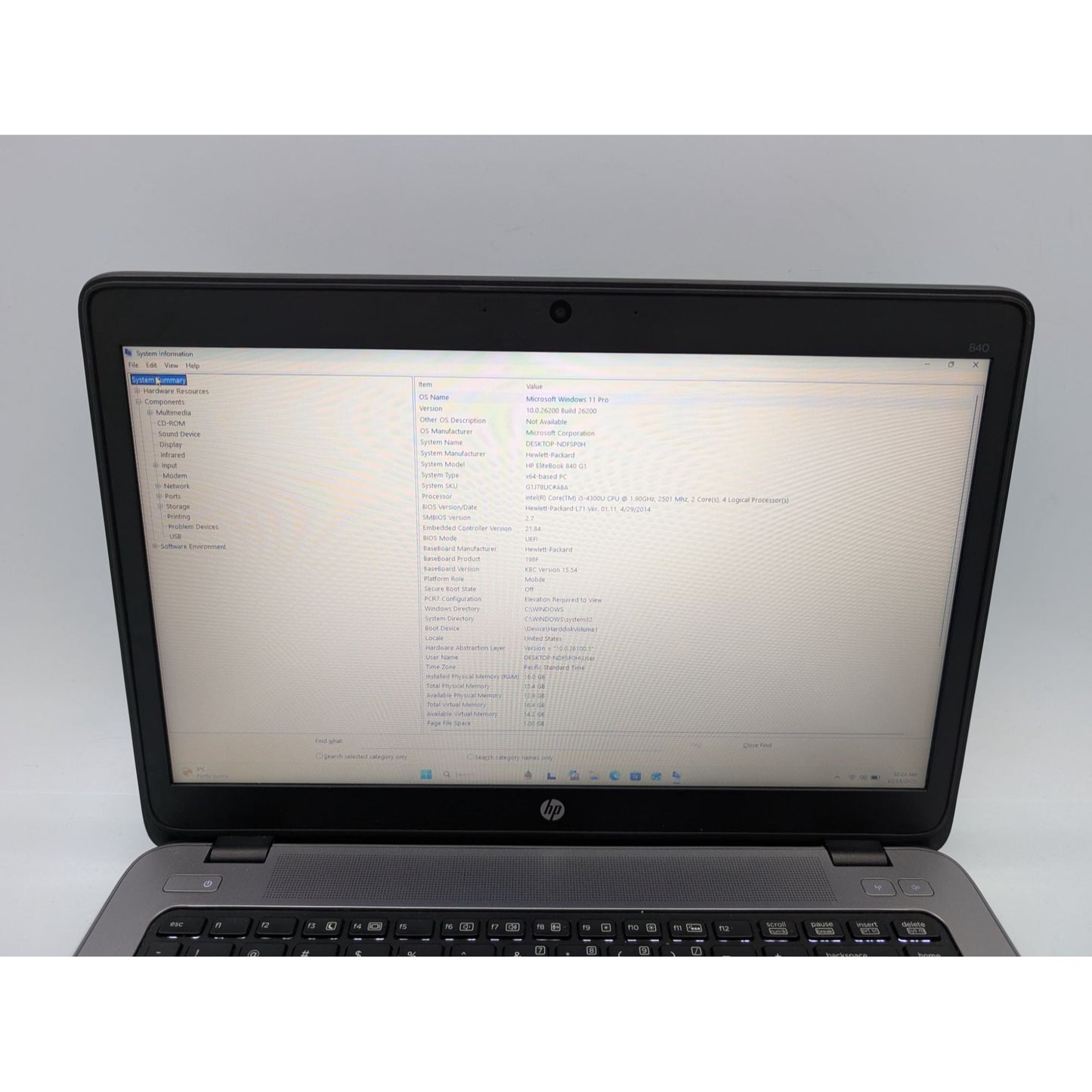 HP EliteBook 840 G1 14" Intel Core i5-4300U 16GB RAM 120GB SSD Windows 11 Pro