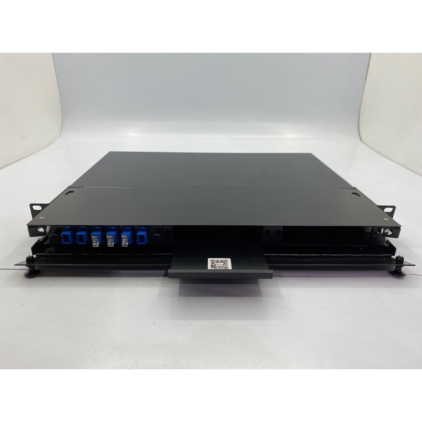 Fiber Optic Patch Panel 1U 19-Inch Rack Mount With Sliding Tray & 12 Port SC Adapters