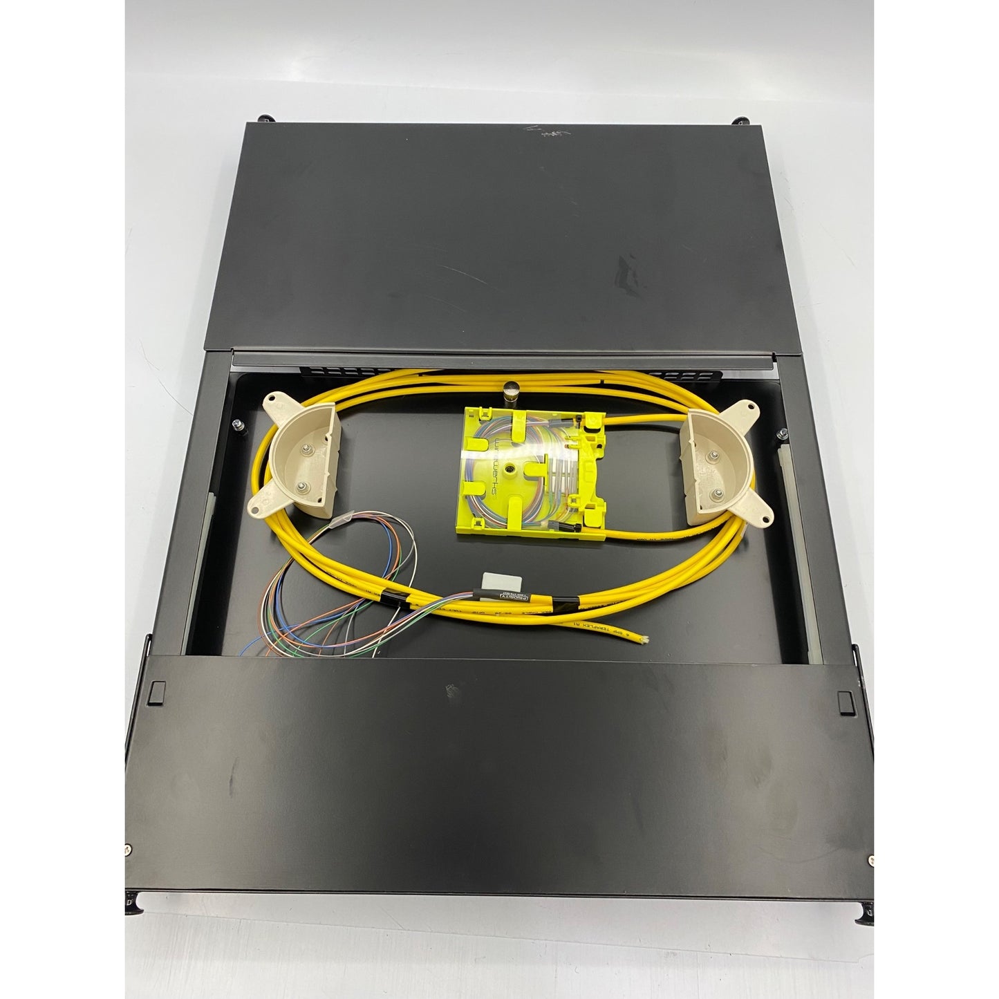 Fiber Optic Patch Panel 1U 19-Inch Rack Mount With Sliding Tray & 12 Port SC Adapters