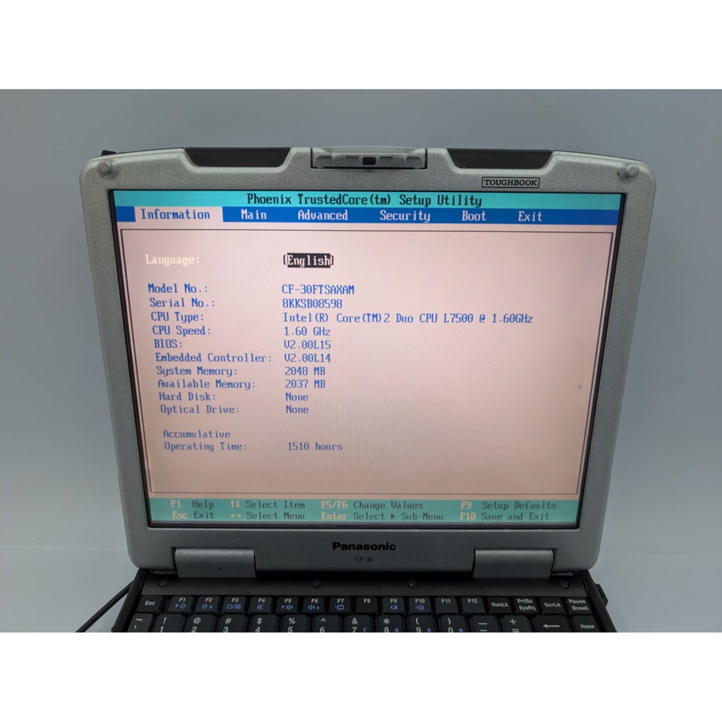 Panasonic Toughbook CF-30 13.3" Intel Core 2 Duo L7500 1.60GHz 2GB RAM