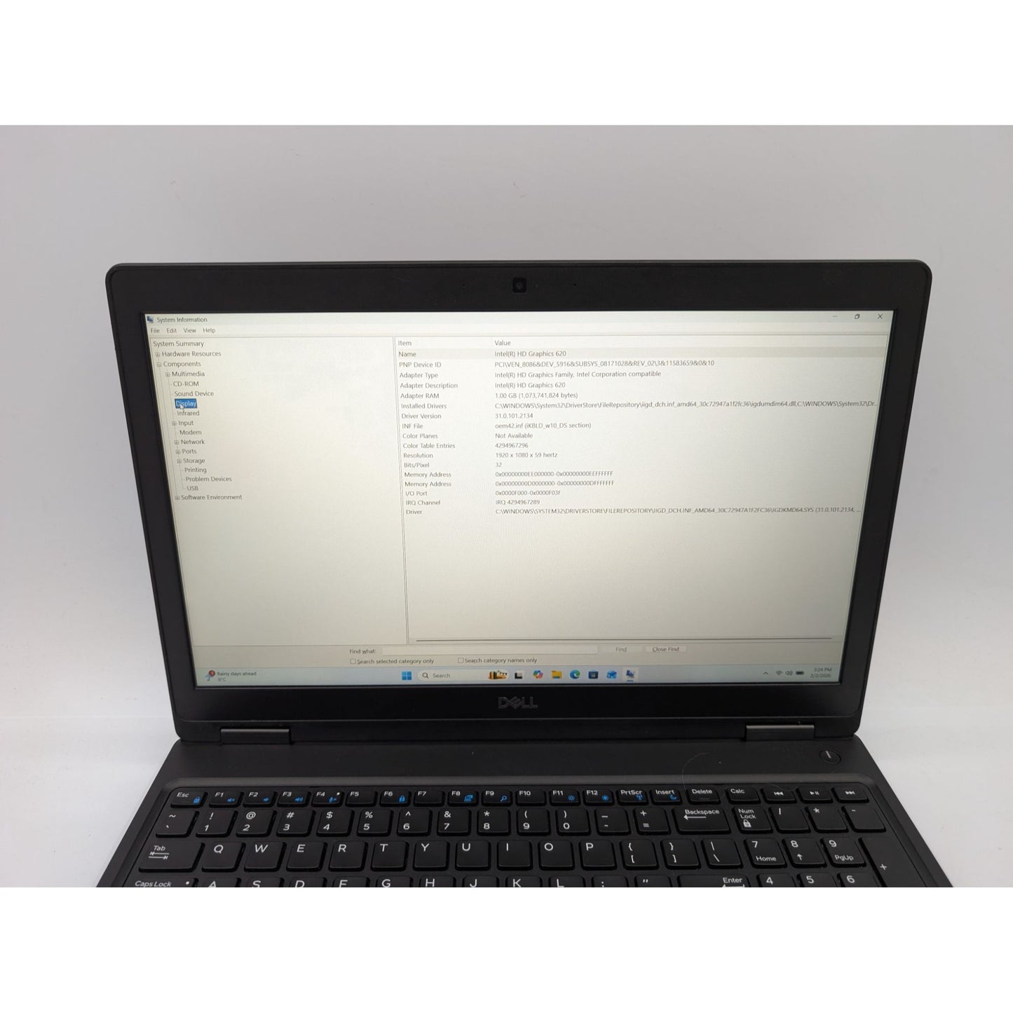 Dell Latitude 5590 15.6" Intel i5-7300U 16GB RAM 256GB SSD Win 11 Pro Activated