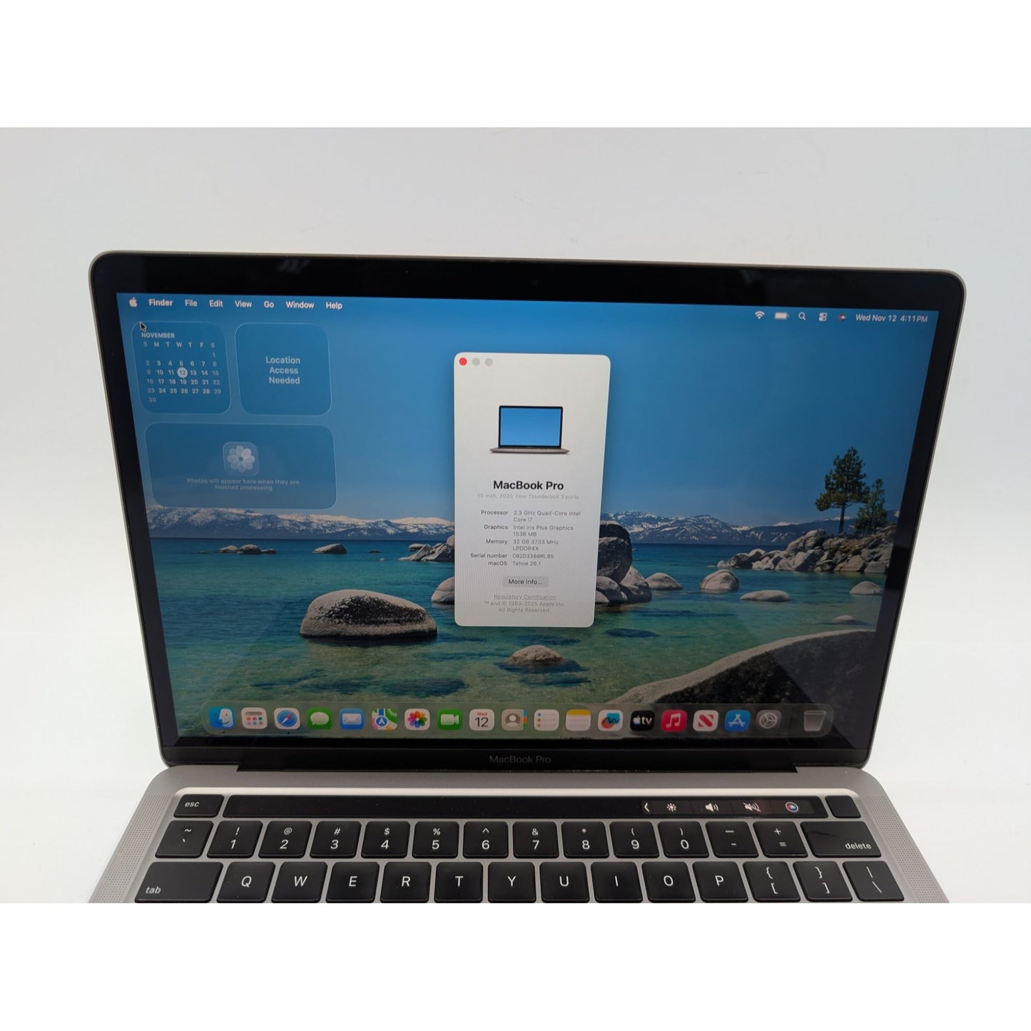 2020 Apple MacBook Pro A2251 13" Intel i7-1068NG7 MacOS Tahoe 32GB RAM 512GB SSD