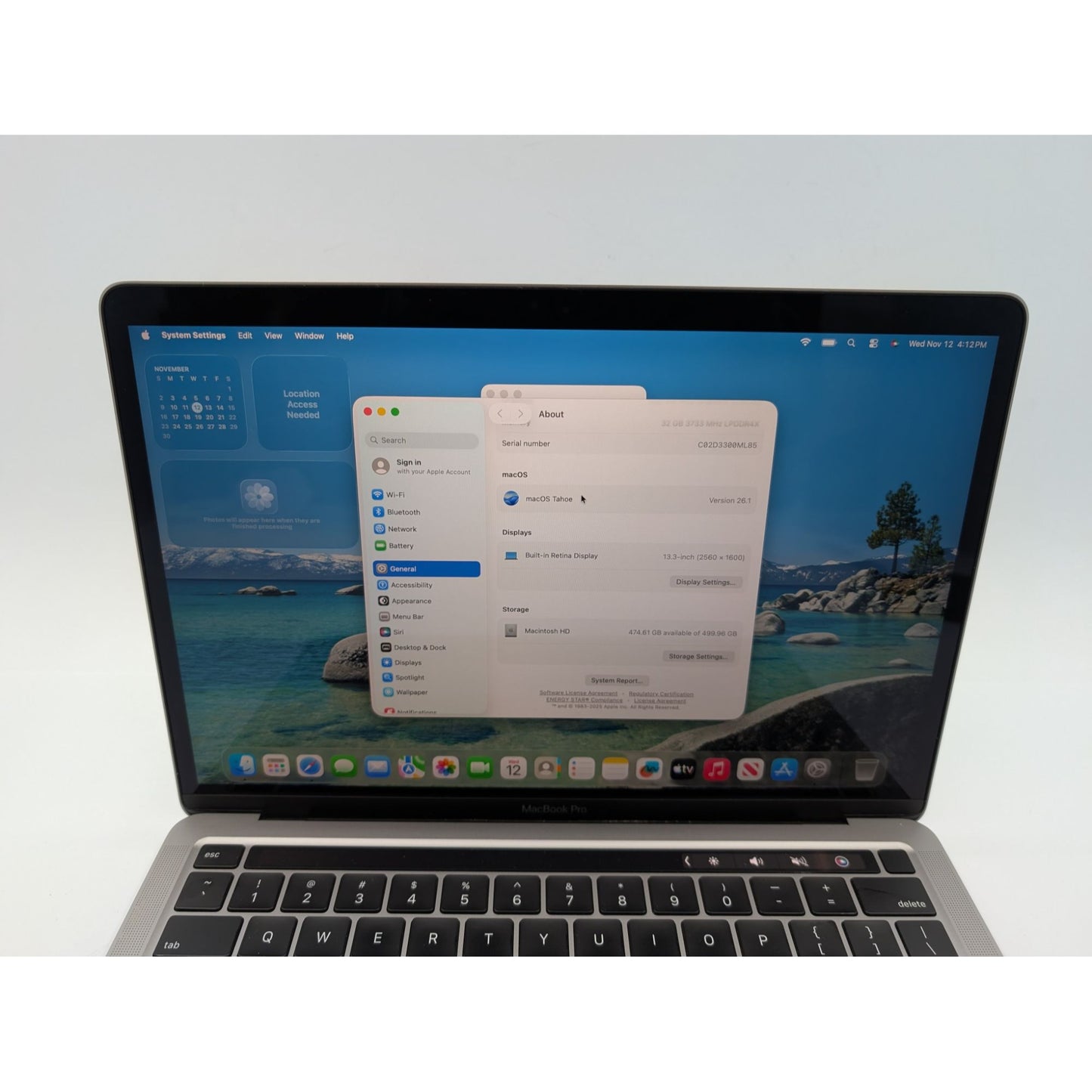 2020 Apple MacBook Pro A2251 13" Intel i7-1068NG7 MacOS Tahoe 32GB RAM 512GB SSD
