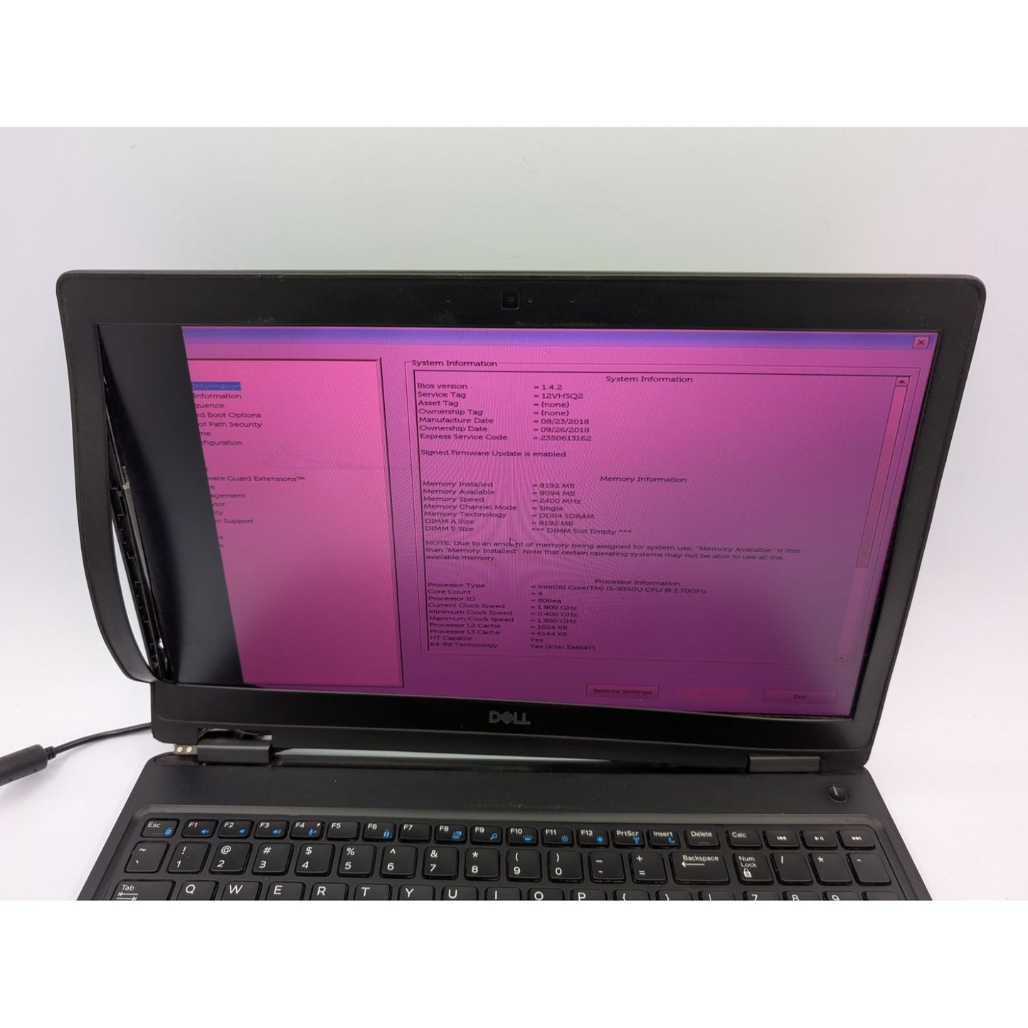 Dell Latitude 5590 15.6" Screen Intel Core i5-8350U 1.70 GHz Processor Laptop