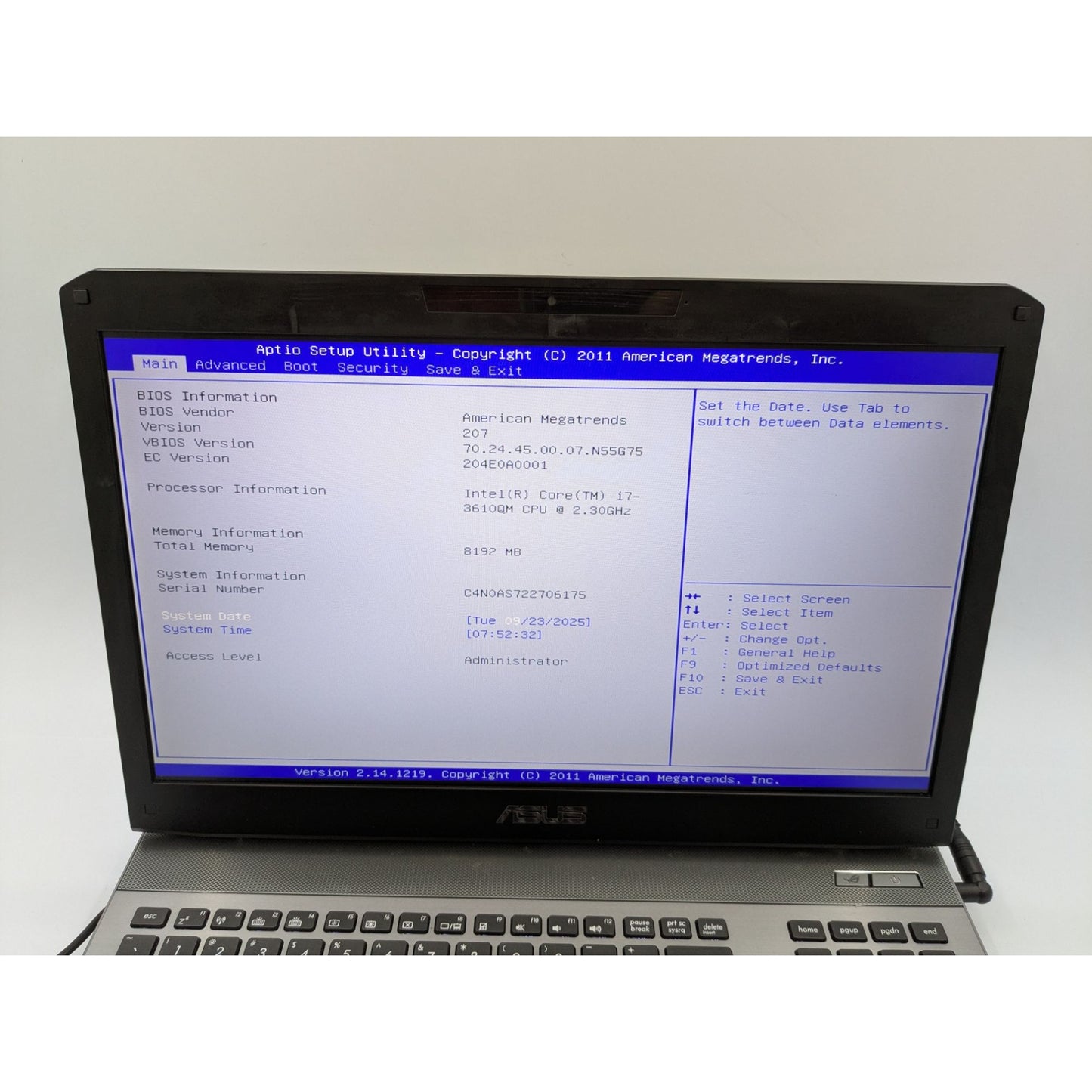 Asus G75V 17.3" Display Intel Core i7-3610QM 2.30 GHz 8GB RAM Black Laptop