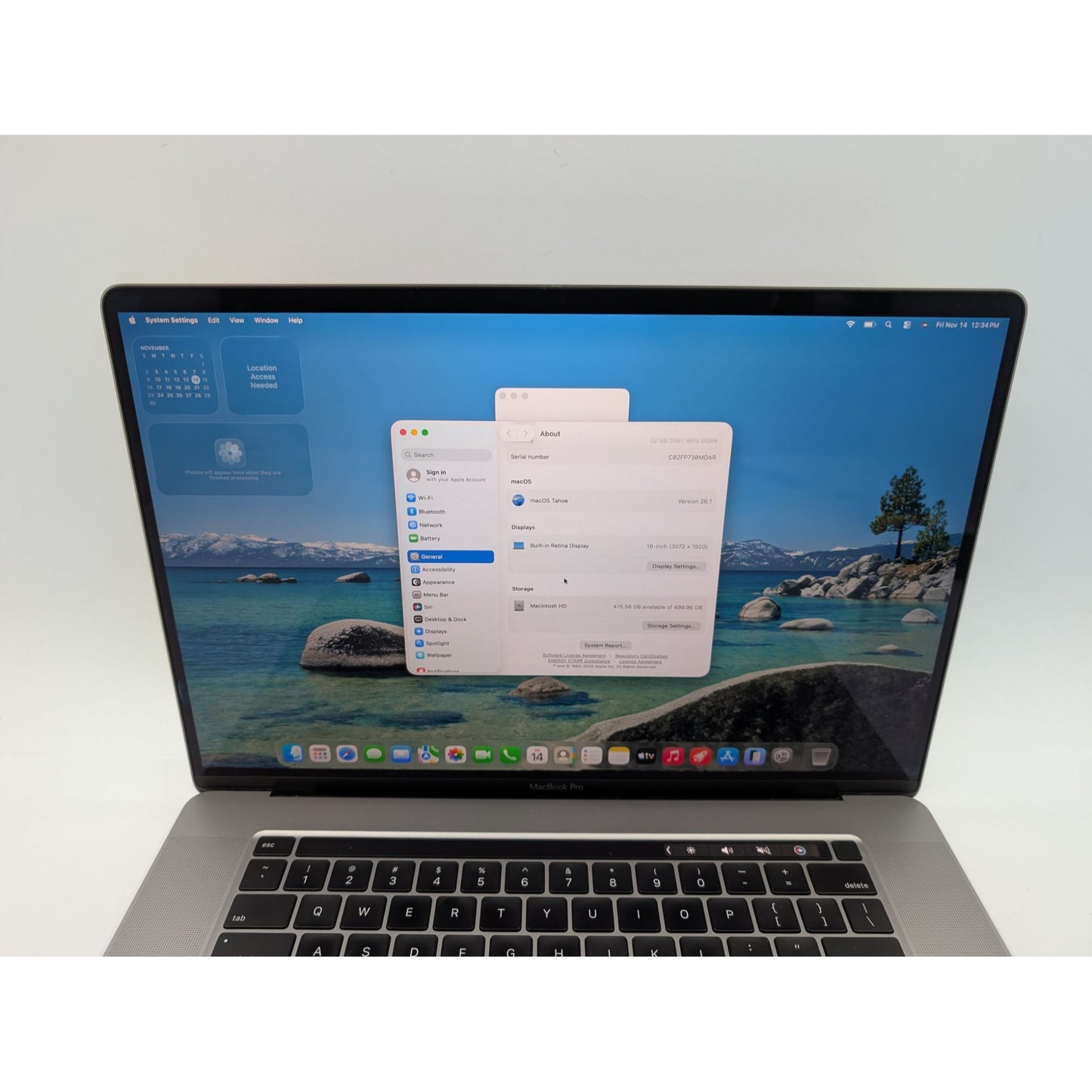 2019 Apple MacBook Pro A2141 16" Intel Core i7-9750H 32GB RAM 512GB SSD 2.6GHz