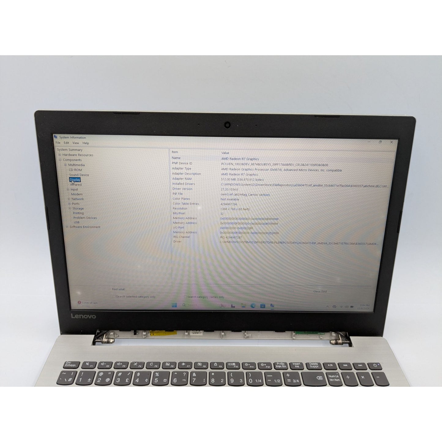 Lenovo Ideapad 320-15ABR 15.6" AMD A12-9720P 2.70 Ghz 8GB RAM 128GB SSD Win 11