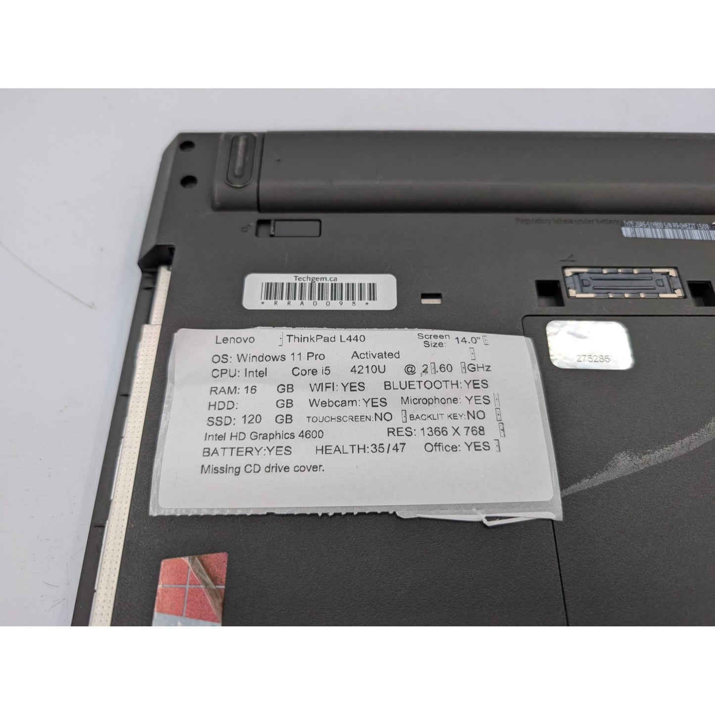 Lenovo ThinkPad L440 14" Intel i5-4200M 2.50GHz 8GB RAM 256GB SSD Windows 11 Pro